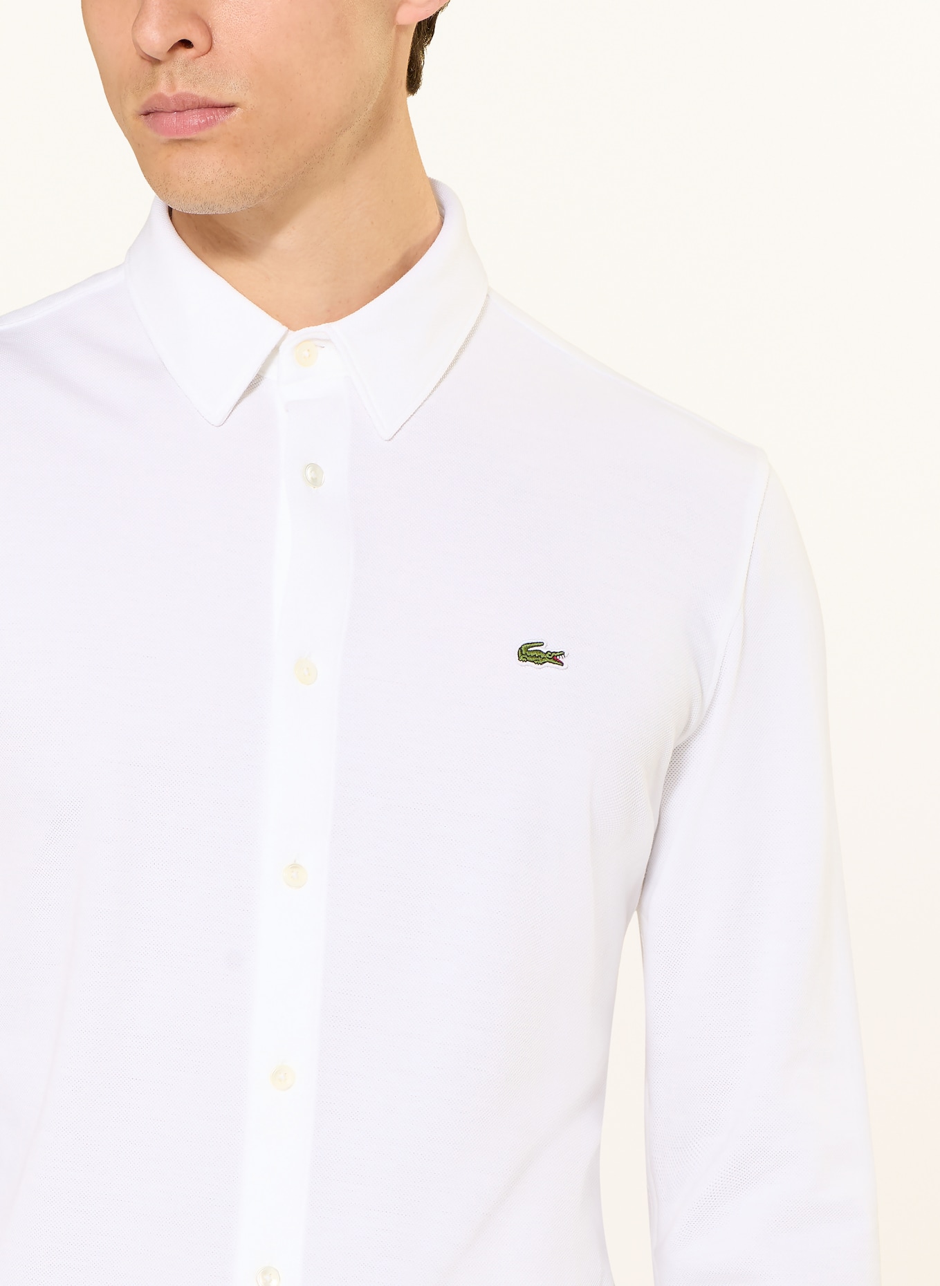 LACOSTE Slim fit piqué shirt: WHITE