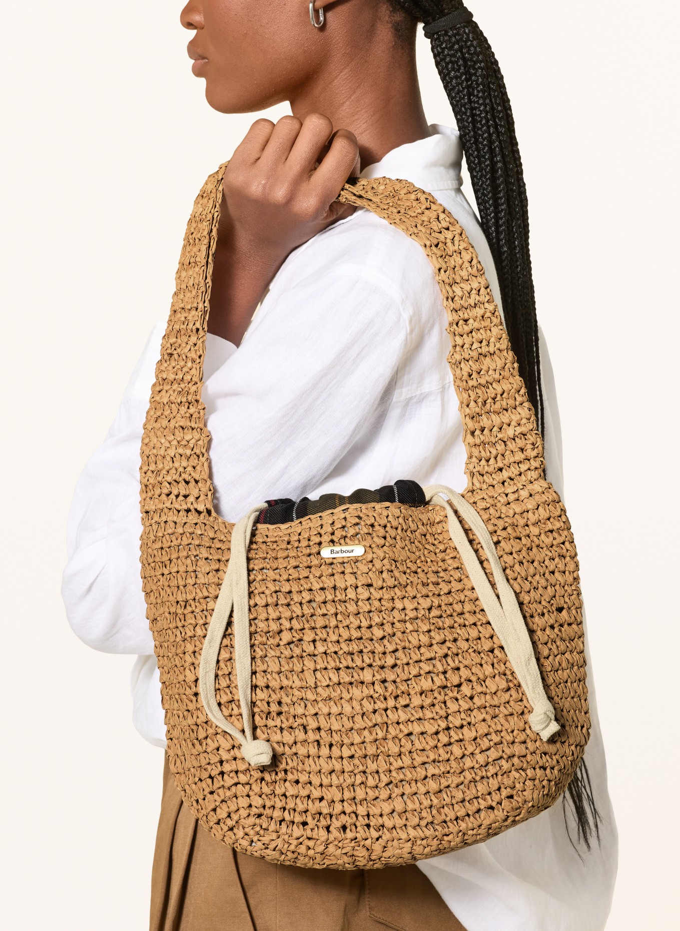 Barbour Schultertasche: HELLBRAUN / BEIGE / DUNKELBLAU