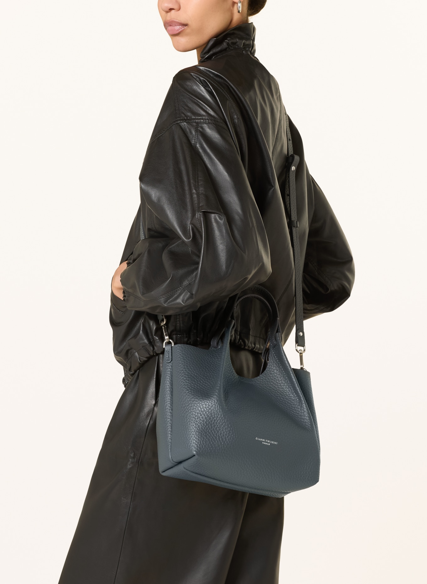 GIANNI CHIARINI DUA MEDIUM handbag with pouch: DARK GRAY / SILVER