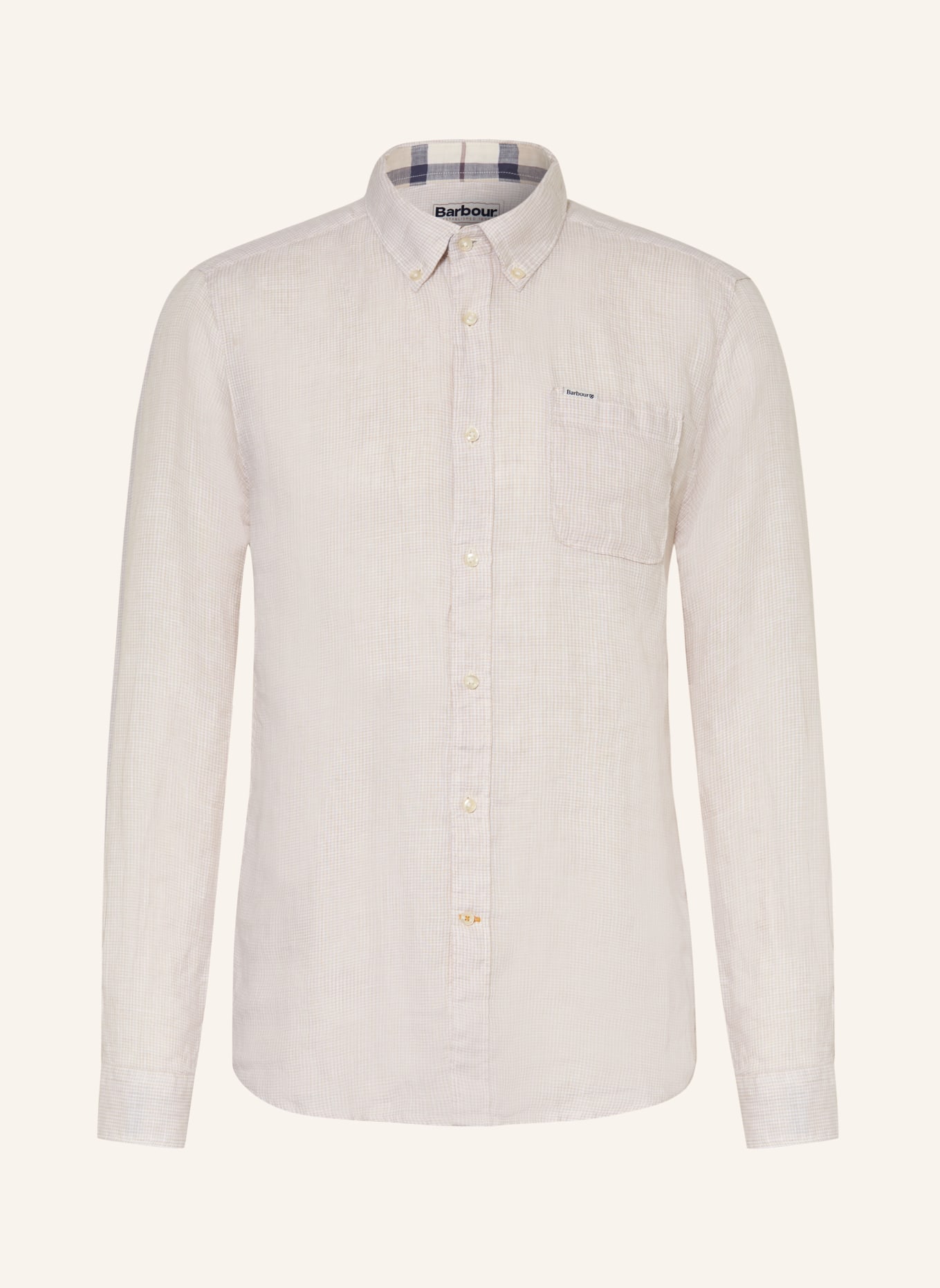 Barbour Leinenhemd LINTON Tailored Fit: HELLBRAUN / WEISS