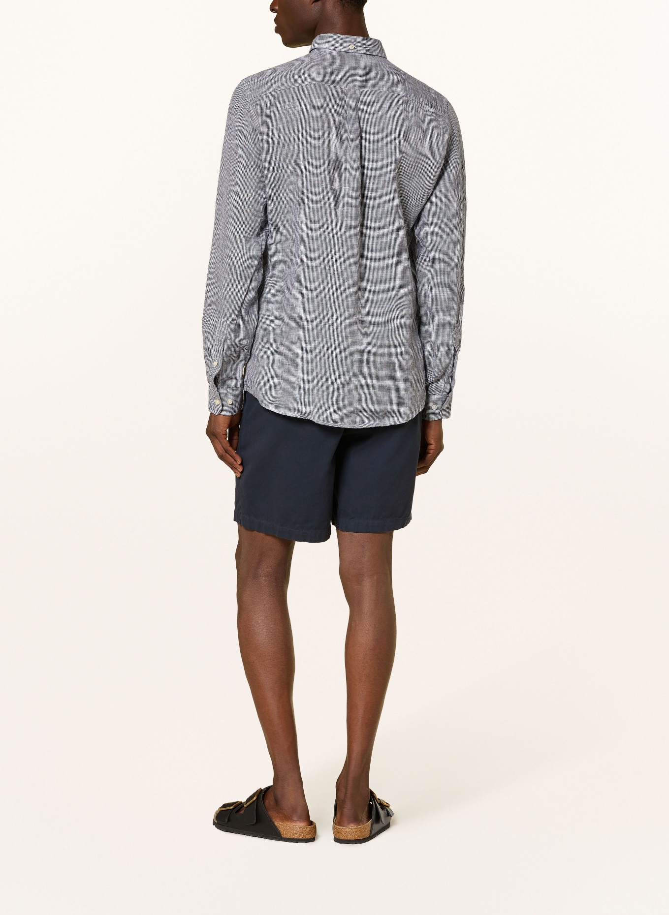 Barbour Leinenhemd LINTON Tailored Fit: DUNKELBLAU / WEISS