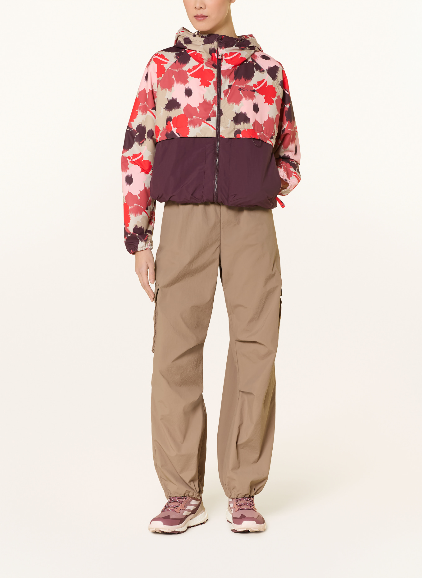 Columbia Větrovka SPIRE VALLEY™: TMAVĚ FIALOVÁ / BÉŽOVÁ / ČERVENÁ