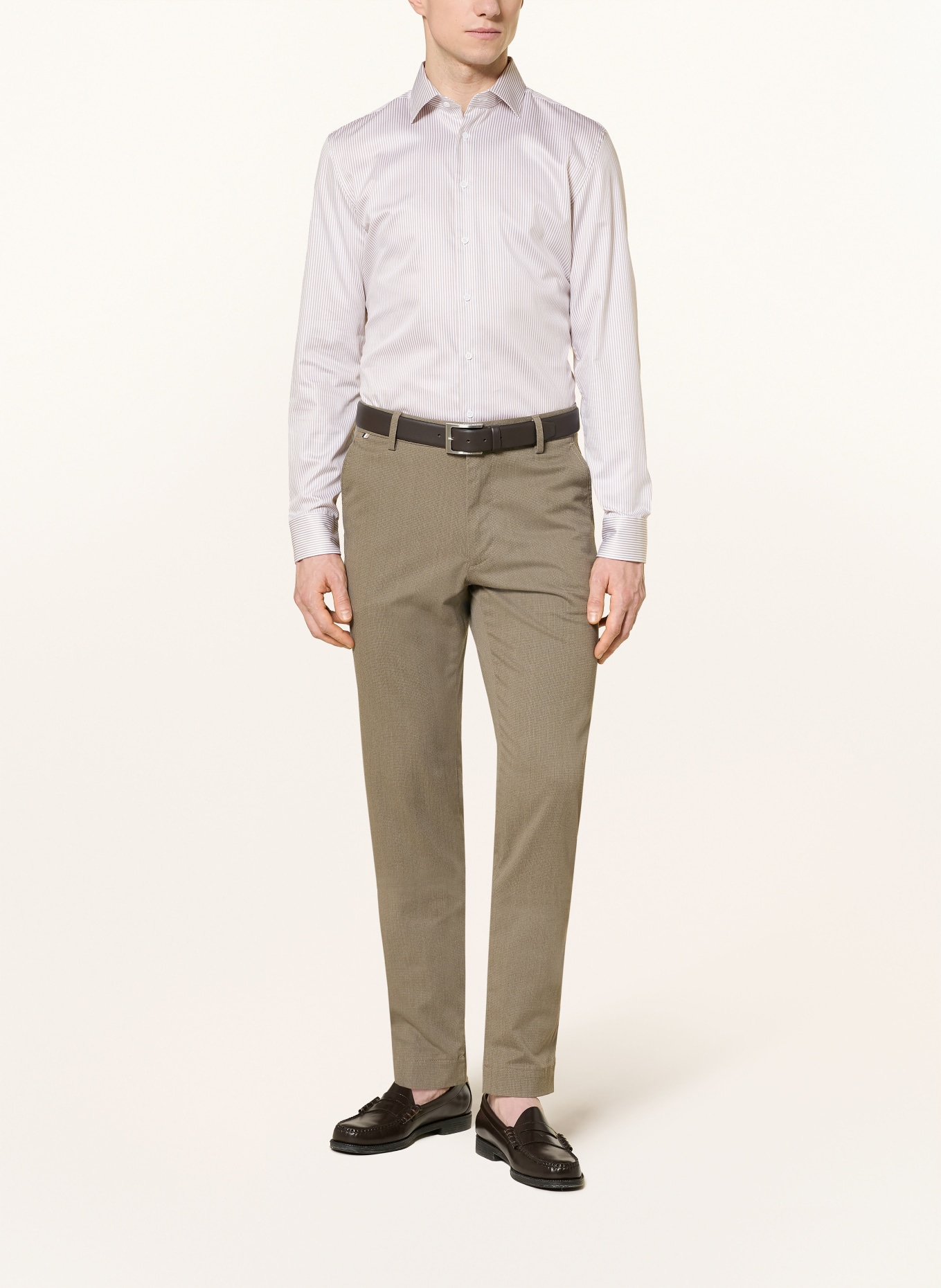 seidensticker Hemd Slim Fit: BEIGE / WEISS