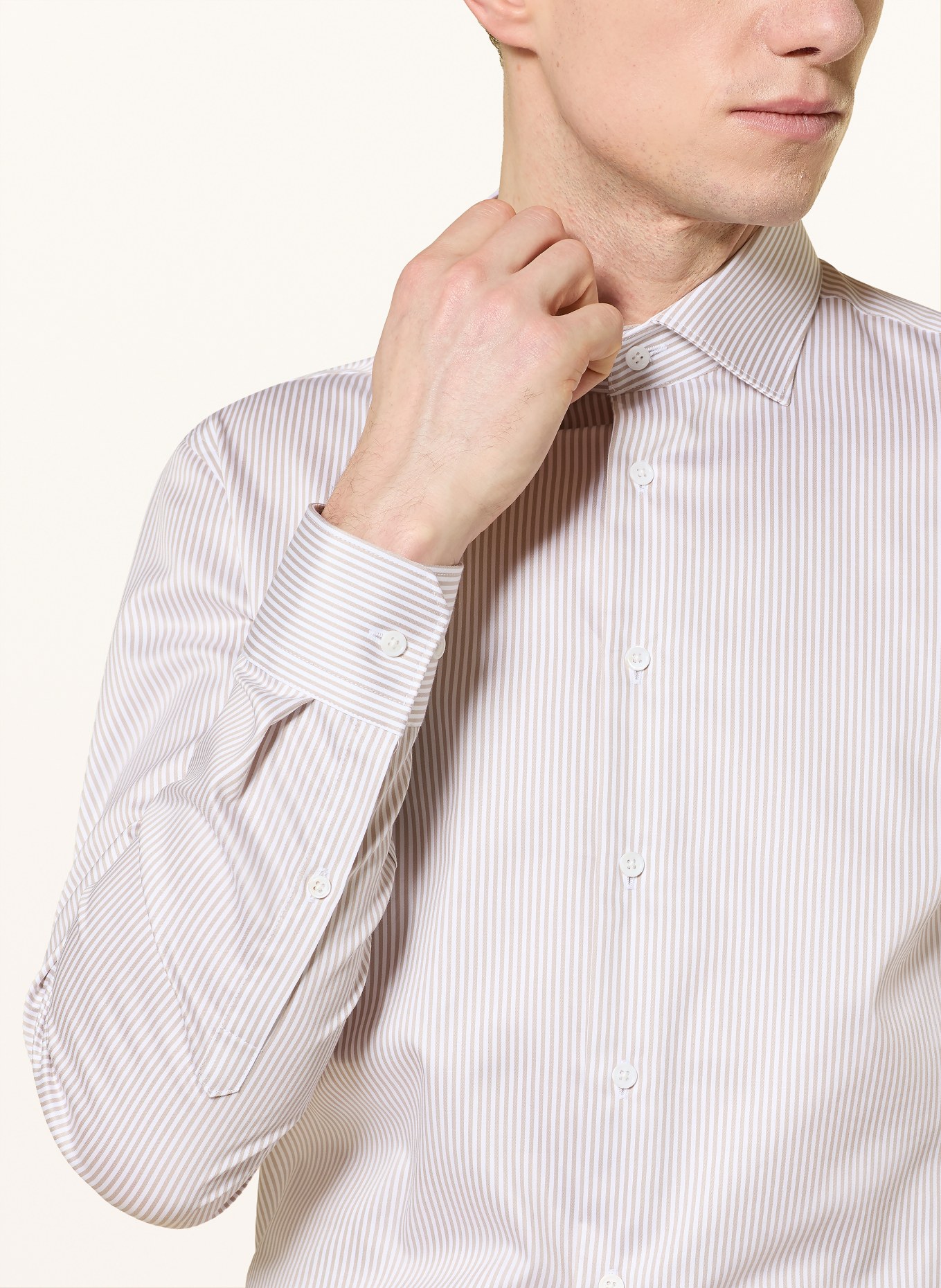 seidensticker Hemd Slim Fit: BEIGE / WEISS