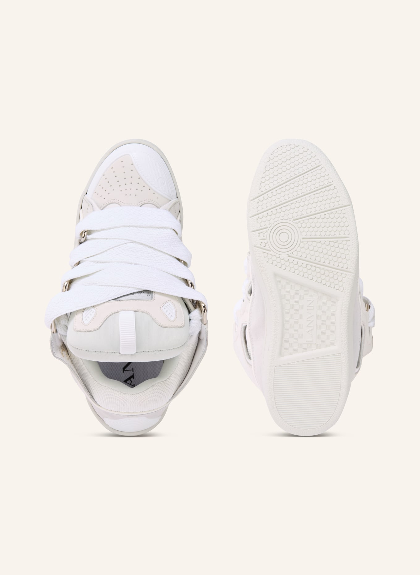 LANVIN Sneaker CURB: WEISS / HELLGRAU