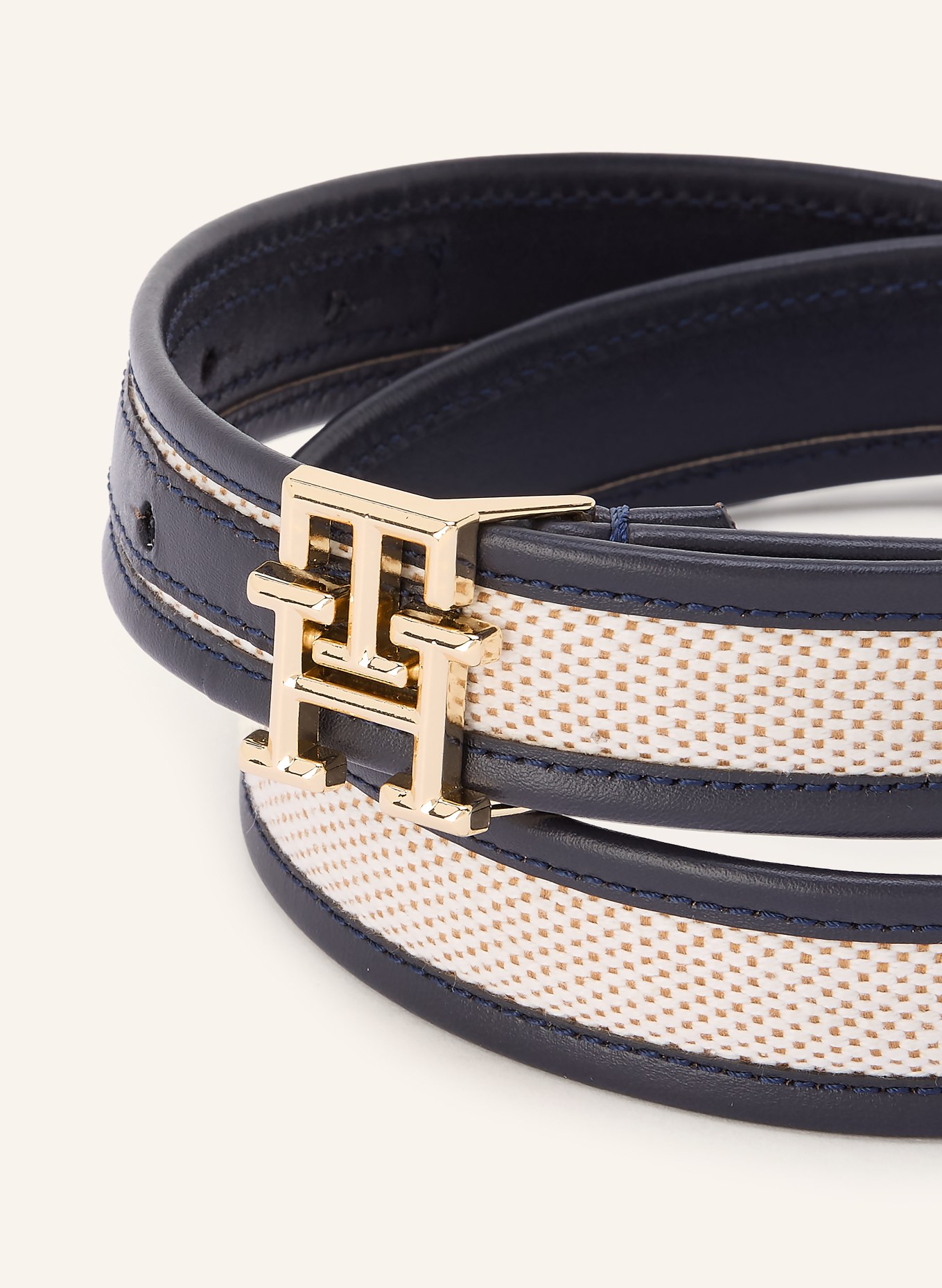 TOMMY HILFIGER Belt: WHITE / DARK BLUE