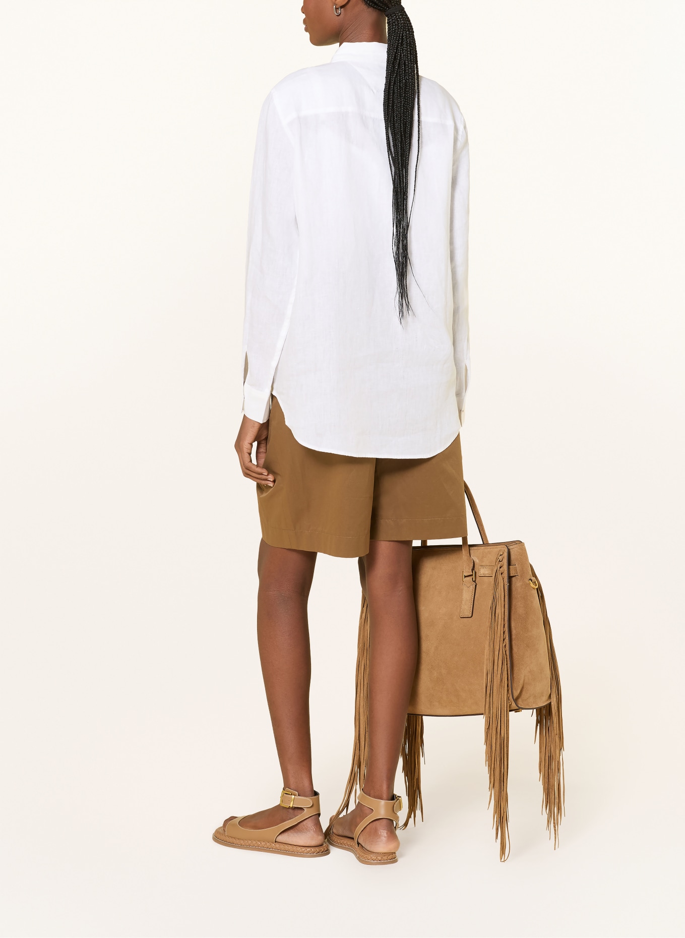 TOMMY HILFIGER Lněná košilová halenka: BÍLÁ