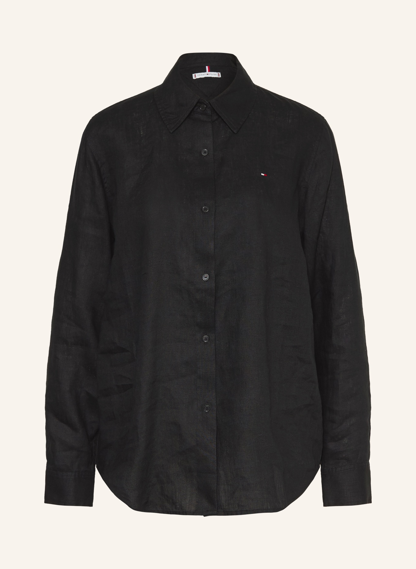 TOMMY HILFIGER Shirt blouse made of linen: BLACK