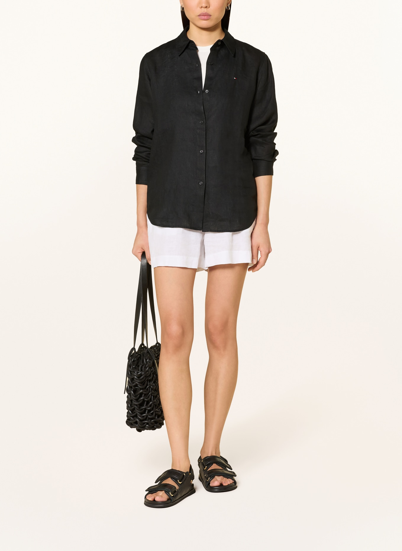 TOMMY HILFIGER Shirt blouse made of linen: BLACK