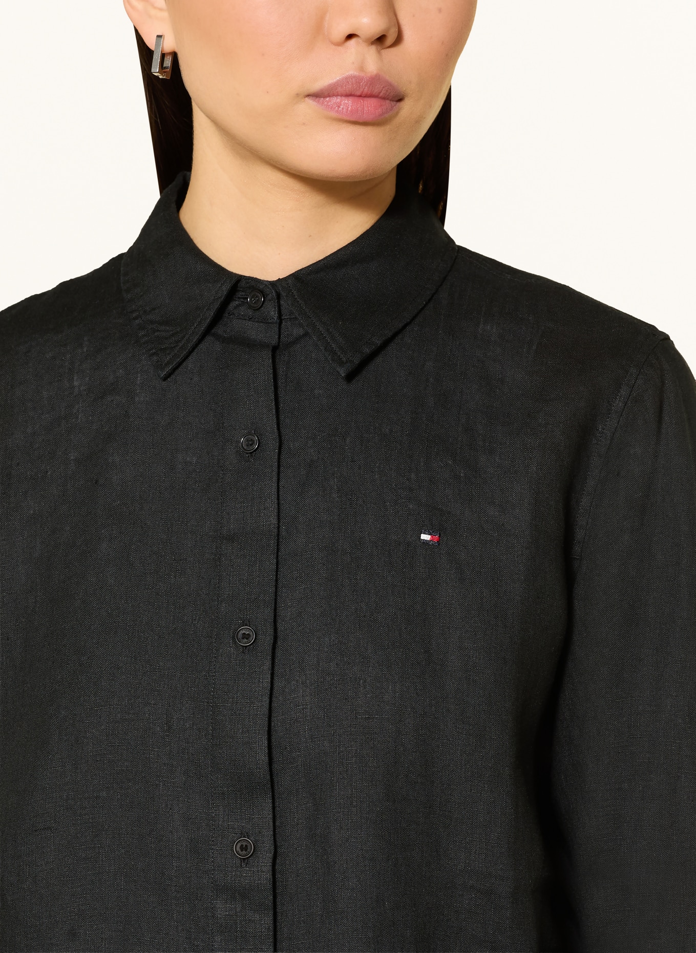 TOMMY HILFIGER Shirt blouse made of linen: BLACK