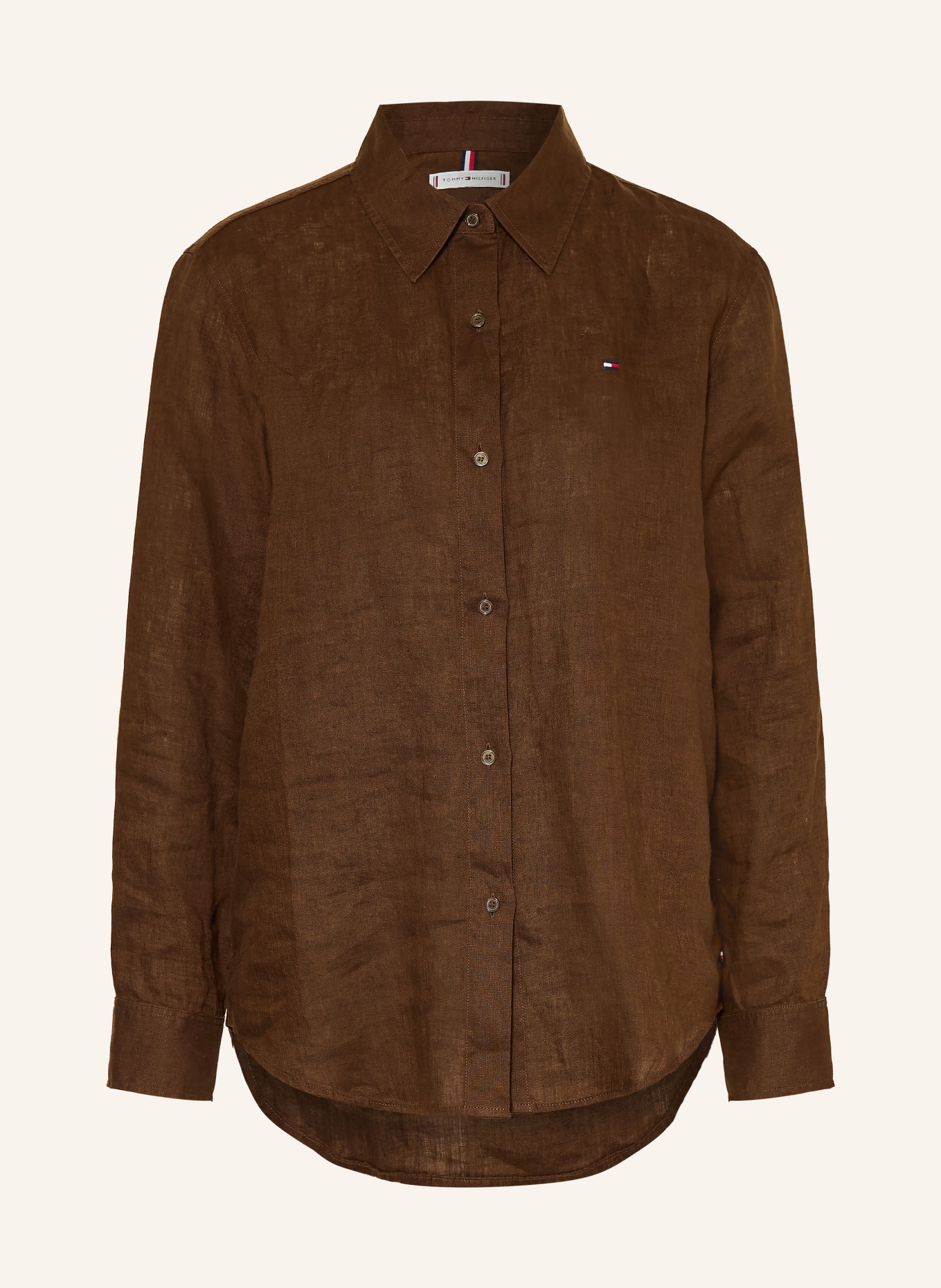 TOMMY HILFIGER Shirt blouse made of linen: DARK BROWN