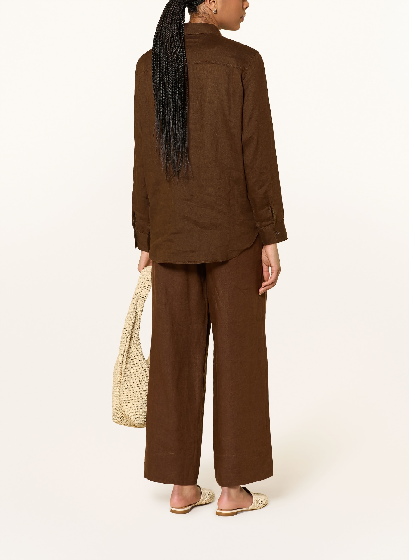 TOMMY HILFIGER Shirt blouse made of linen: DARK BROWN