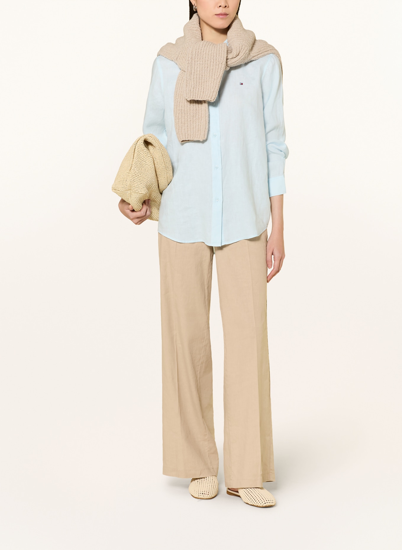 TOMMY HILFIGER Lněná košilová halenka: TMAVĚ MODRÁ