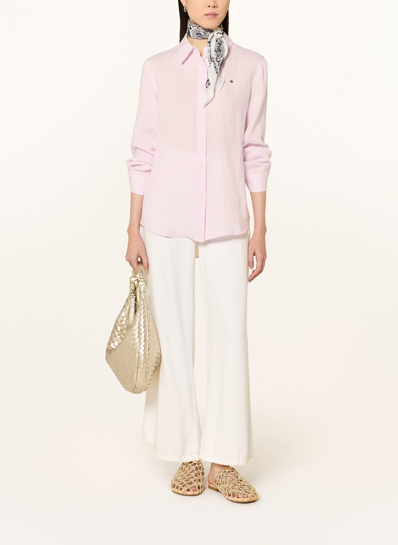 TOMMY HILFIGER Lněná košilová halenka: SVĚTLE FIALOVÁ