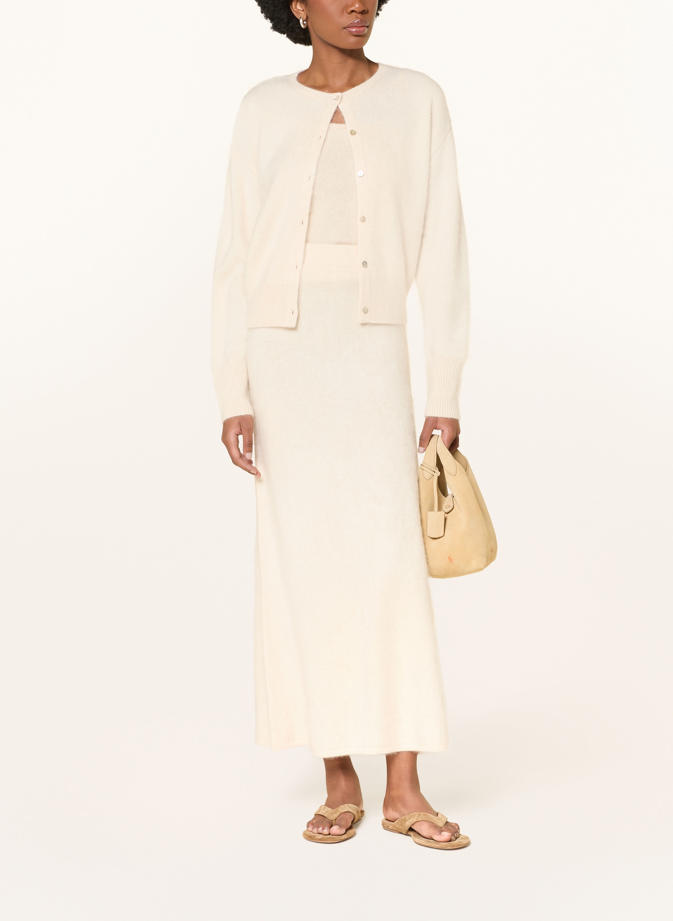 ALMADA LABEL Jupe en maille UMI en cachemire: BEIGE