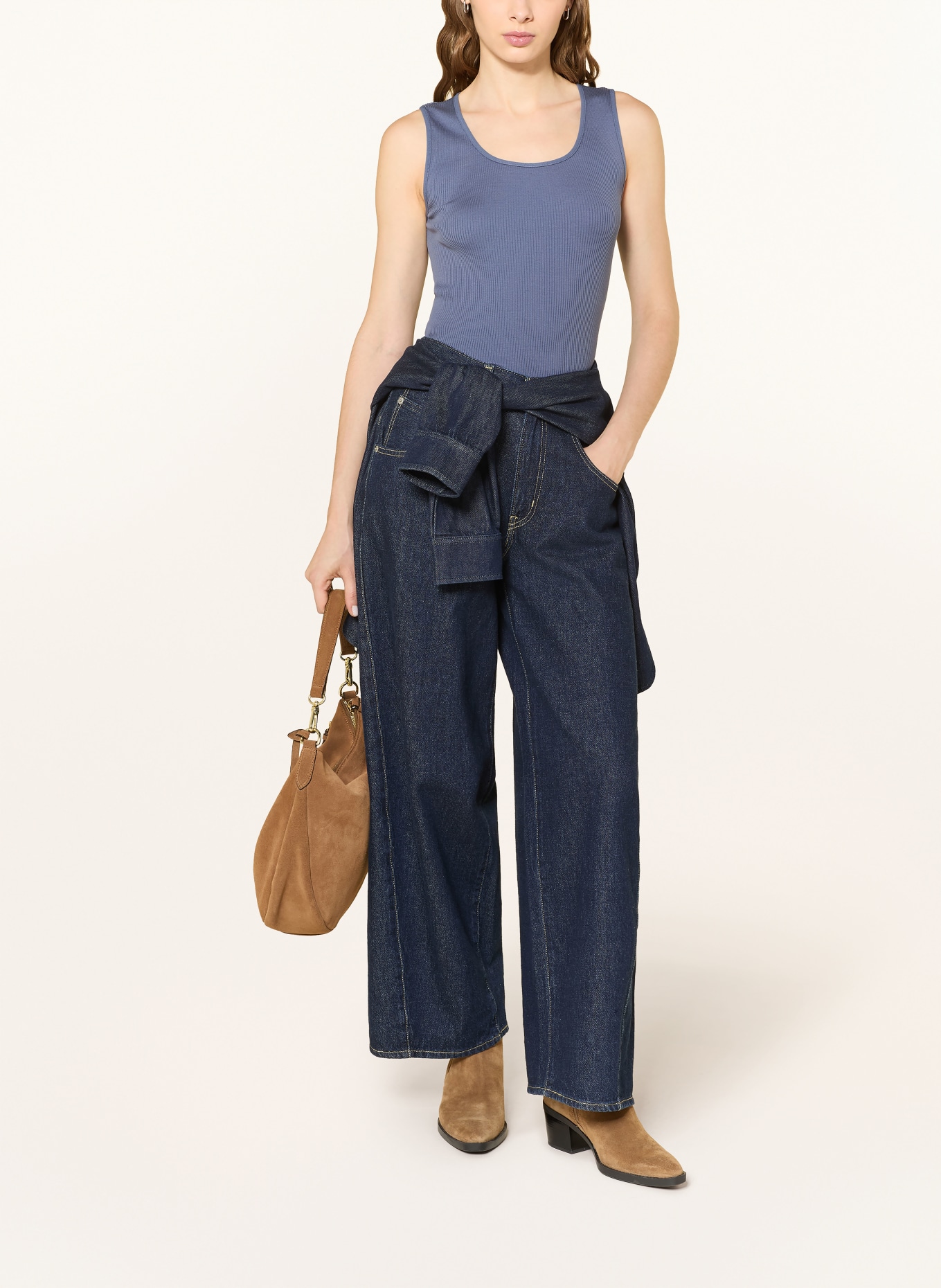 MOS MOSH Top MMELAINE z dodatkiem jedwabiu: NIEBIESKI