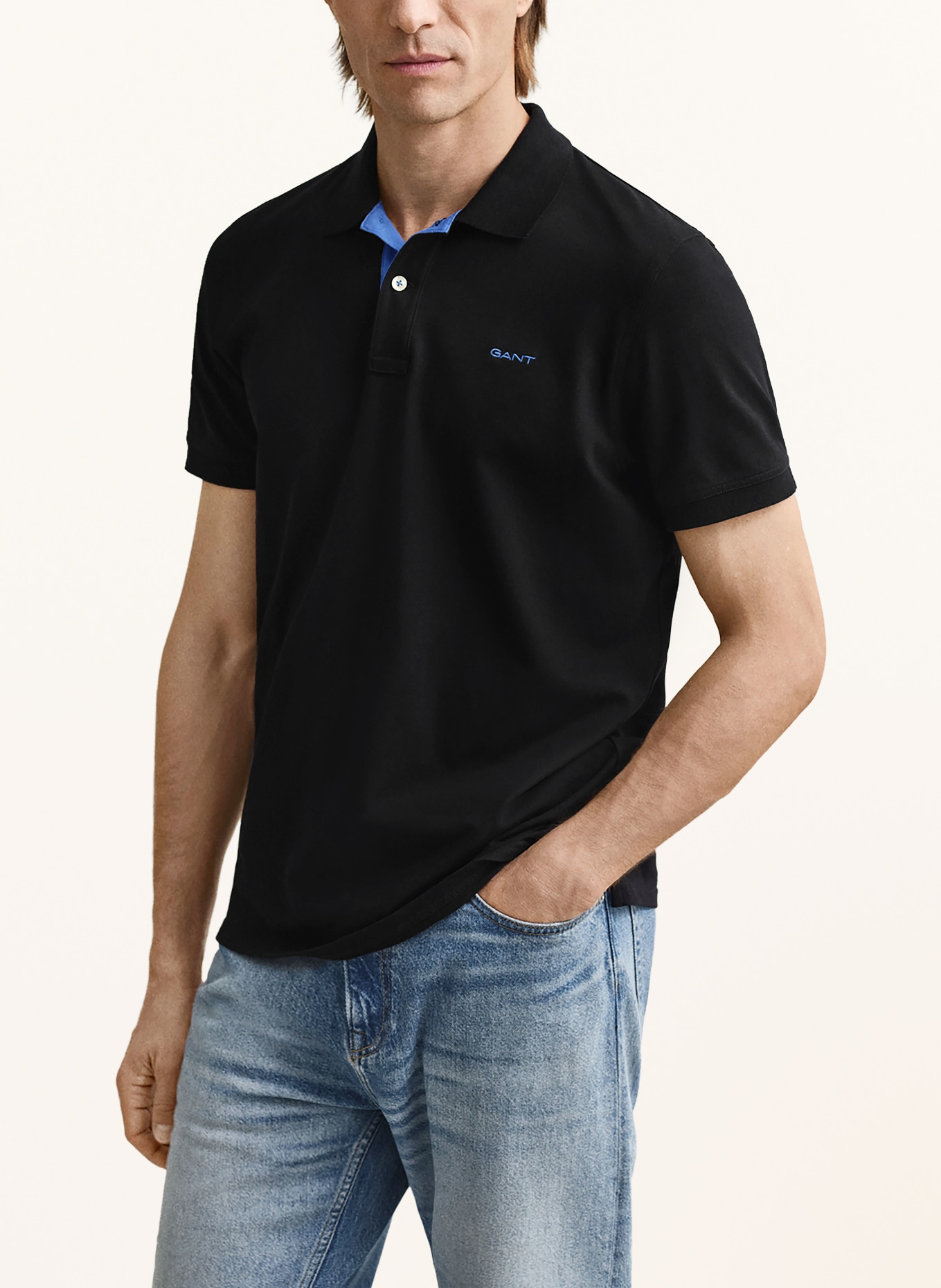 GANT Polo piqué: NOIR / BLEU