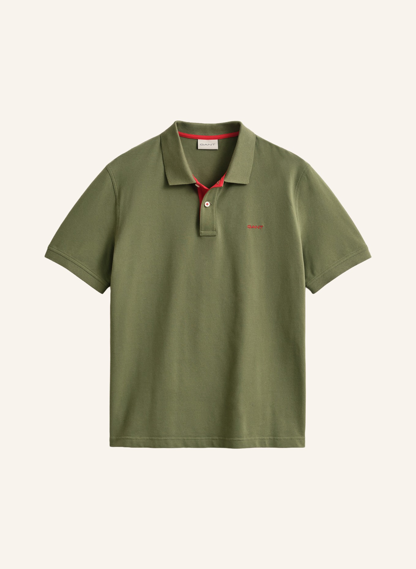 GANT Piqué-Poloshirt: OLIV / ROT