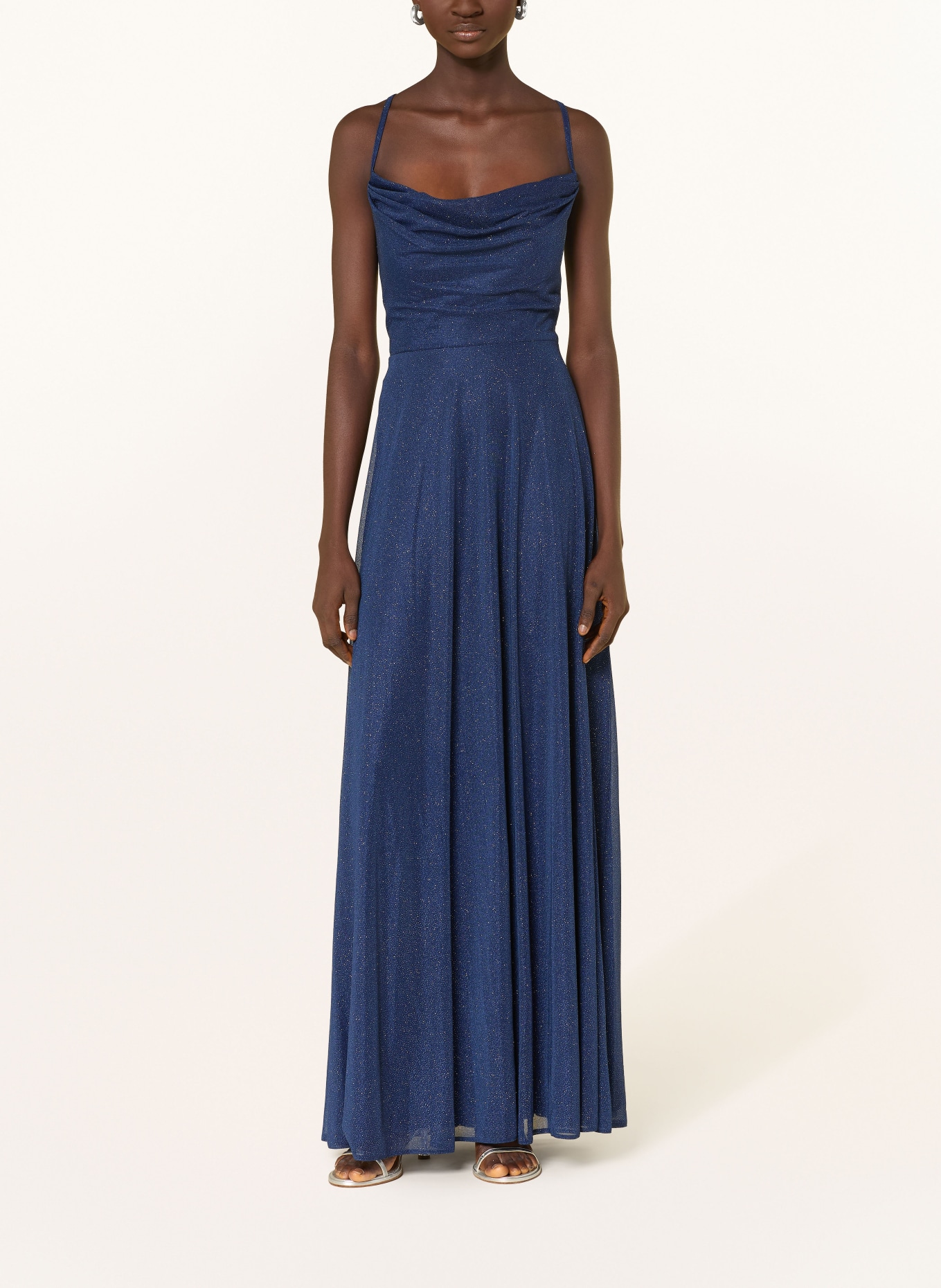 Suddenly Princess Večerní šaty s třpytivou přízí a průstřihem: TMAVĚ MODRÁ