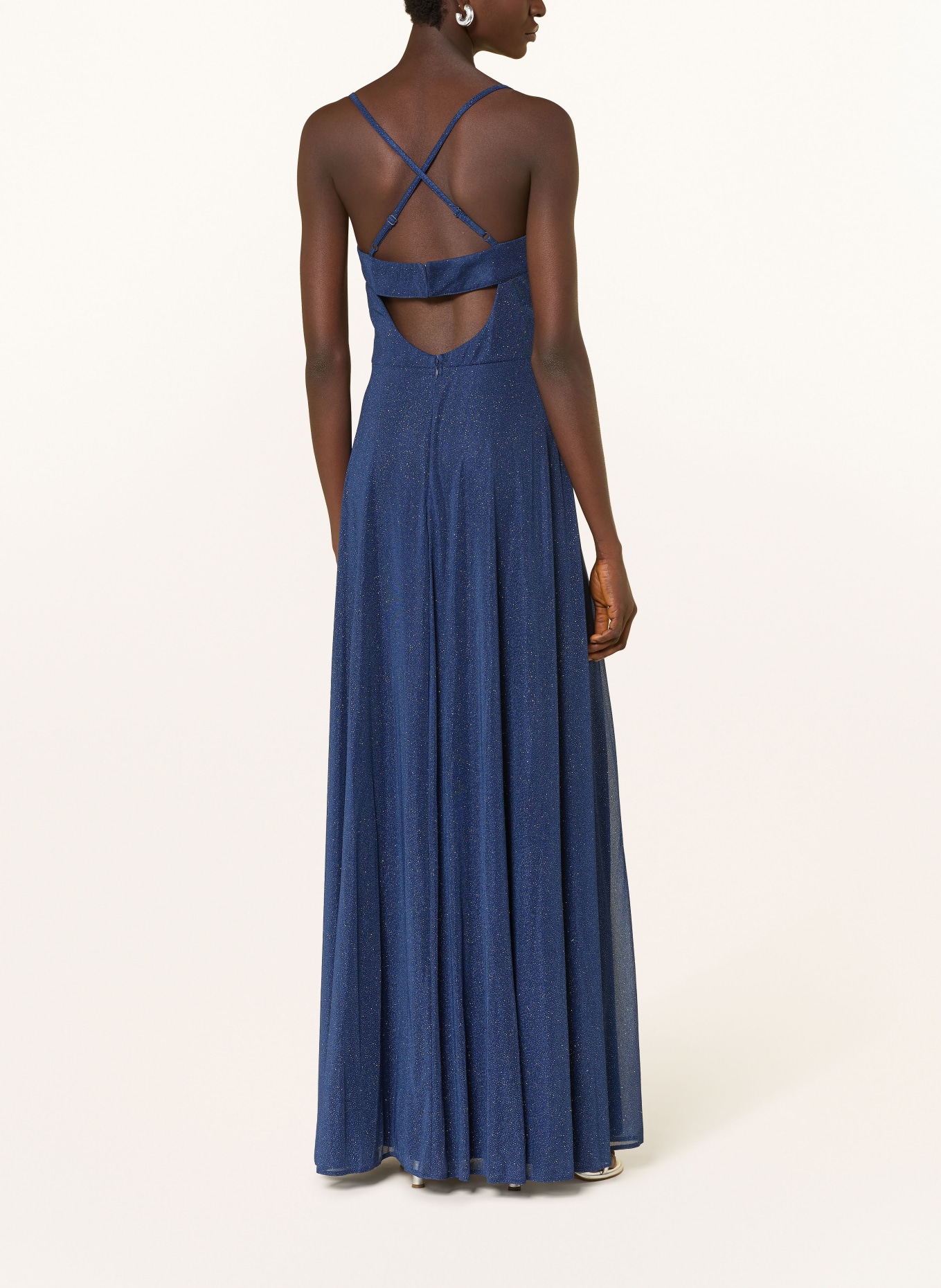 Suddenly Princess Večerní šaty s třpytivou přízí a průstřihem: TMAVĚ MODRÁ