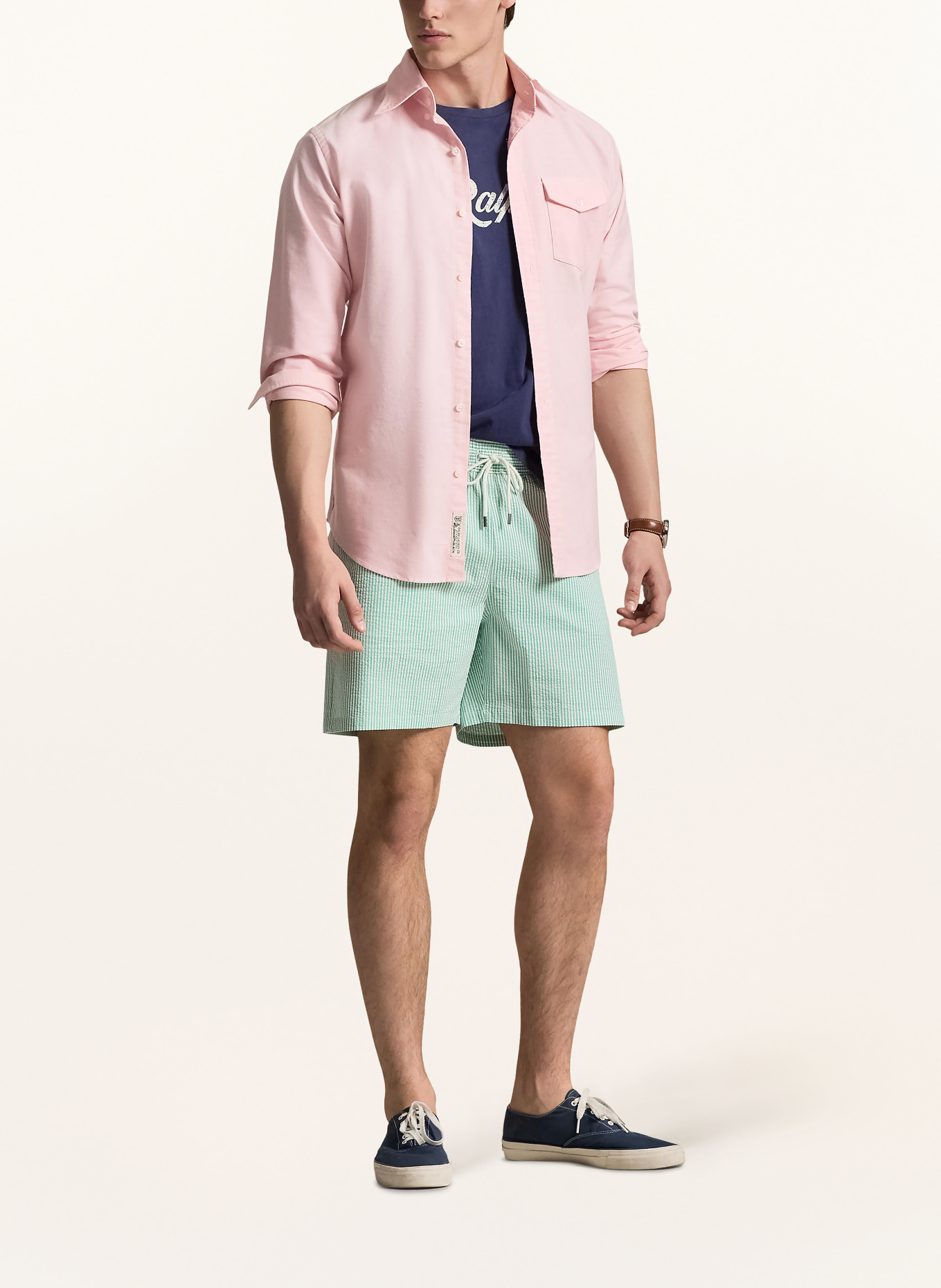 POLO RALPH LAUREN short de bain: MENTHE / BLANC