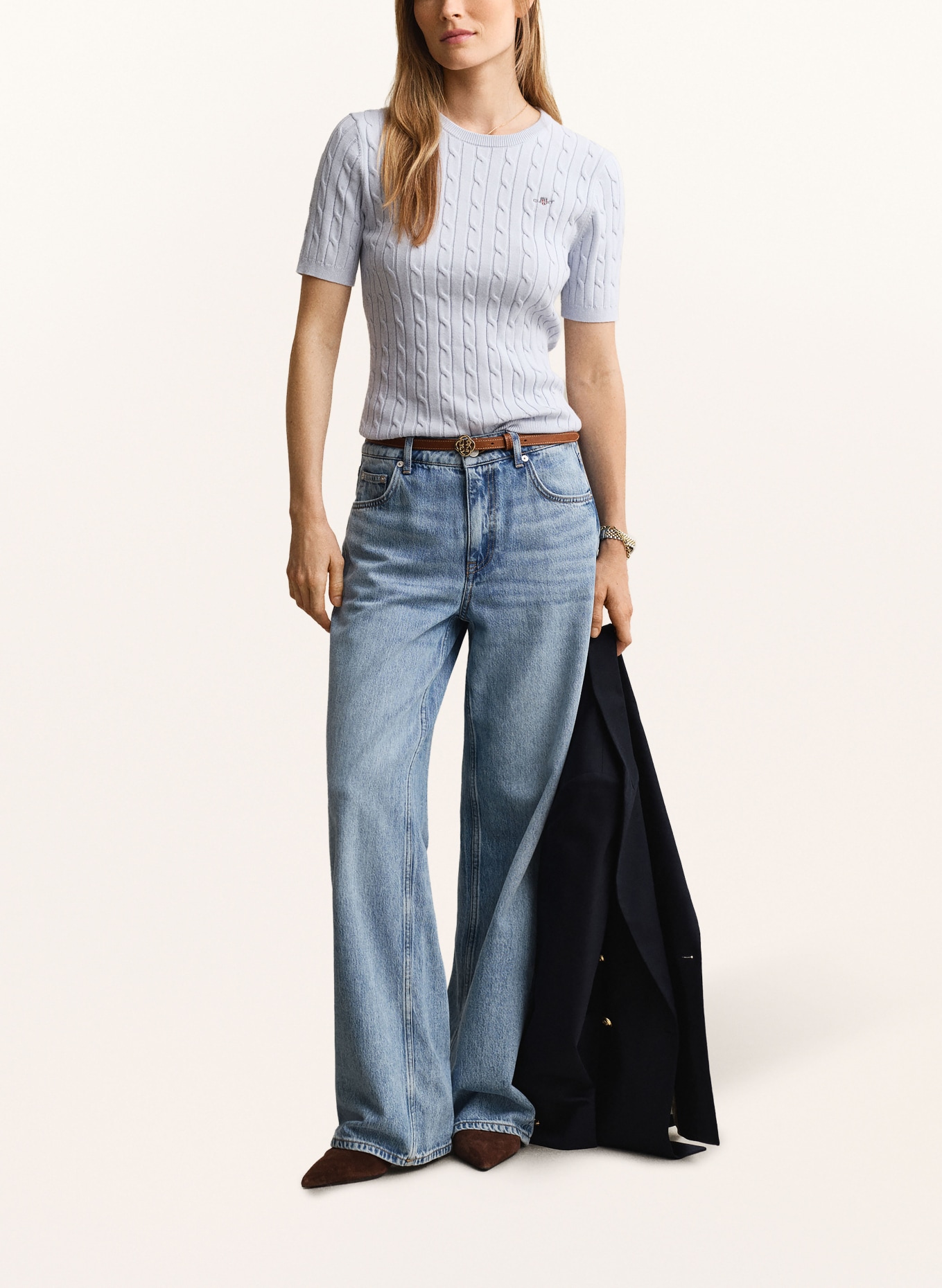 GANT Úpletové tričko: TMAVĚ MODRÁ