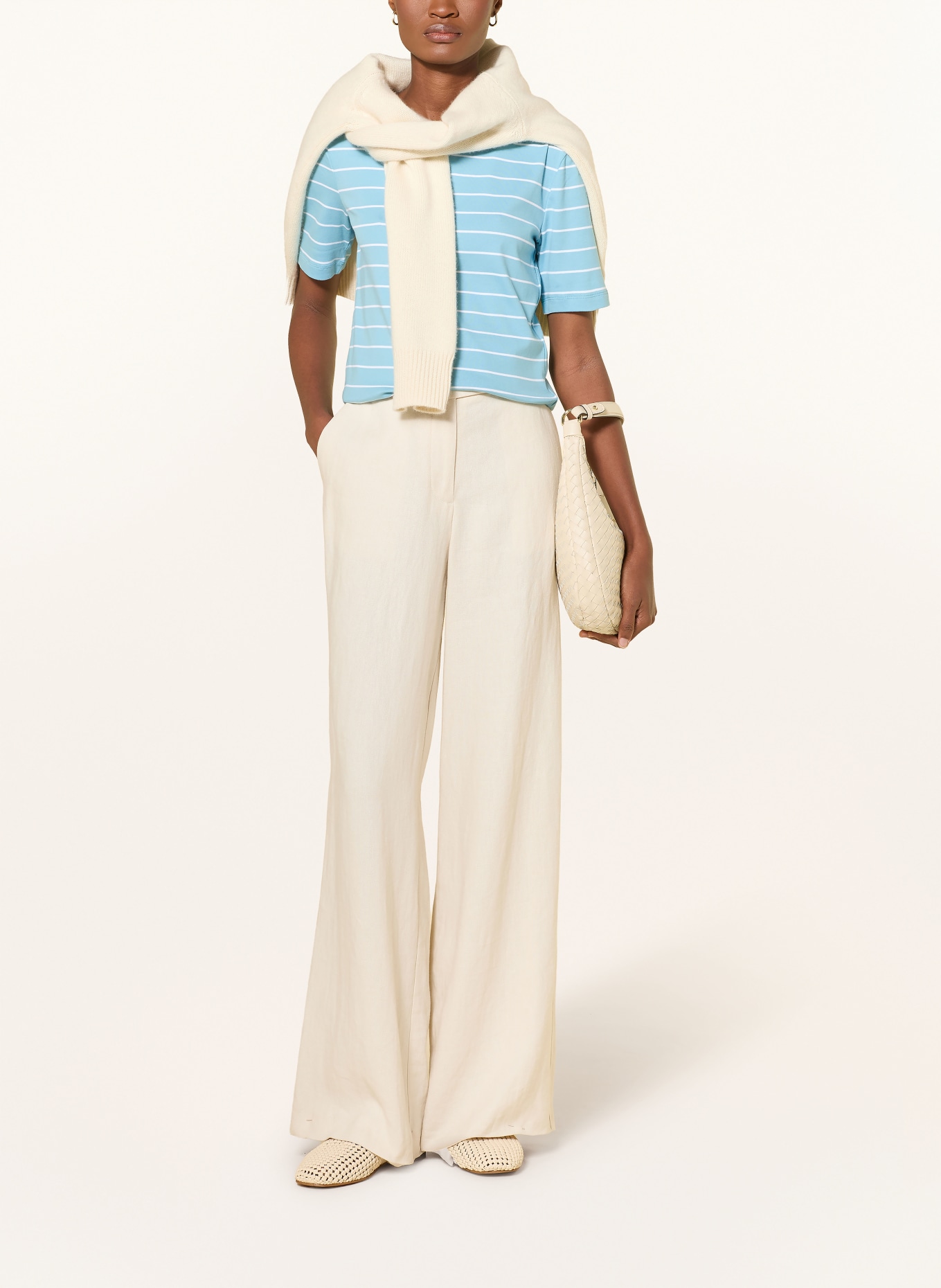 MAERZ MUENCHEN T-Shirt: TÜRKIS / WEISS