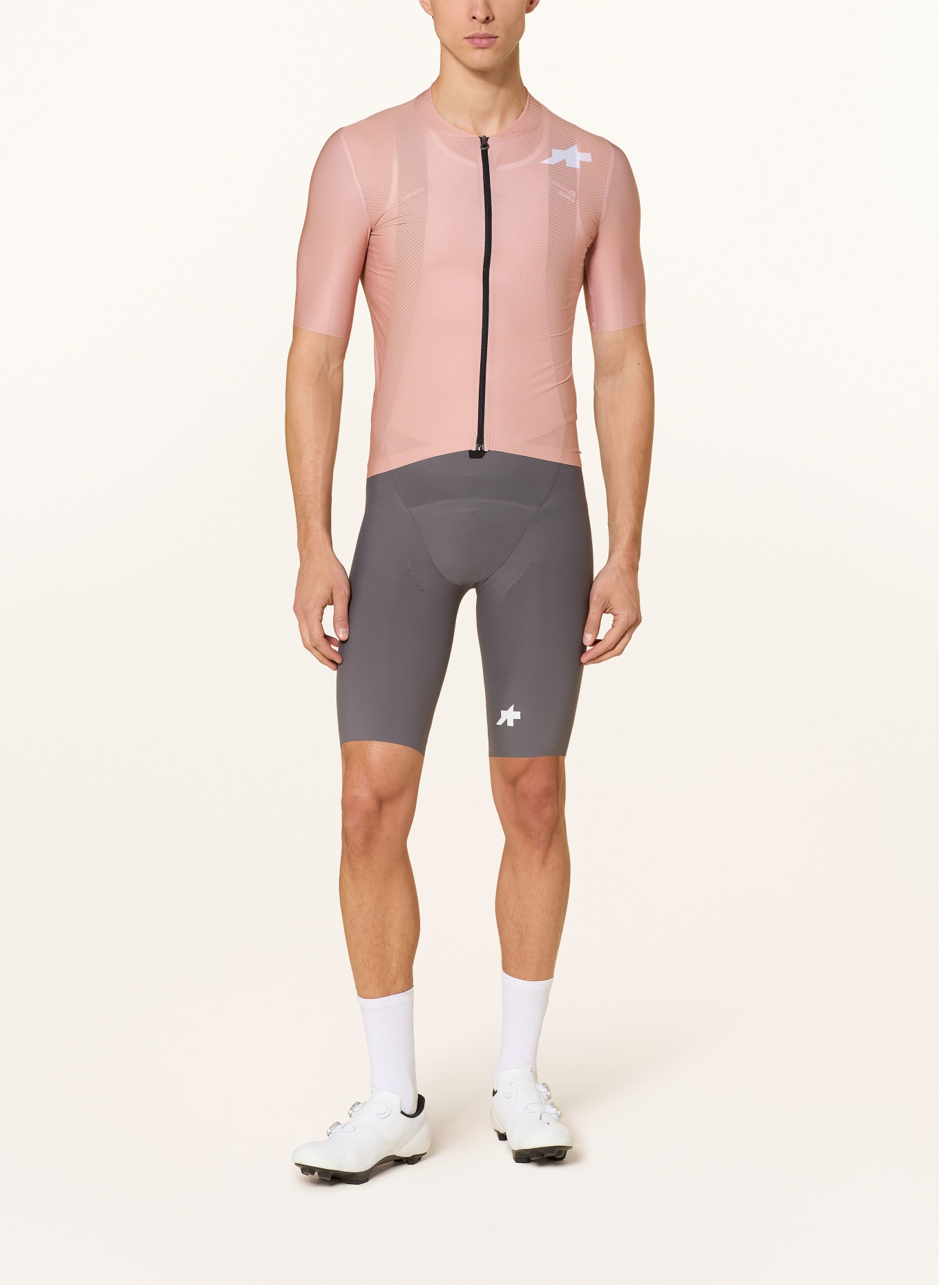 ASSOS Radhose EQUIPE R S11 mit Trägern und gepolstertem Einsatz: GRAU / WEISS / SCHWARZ