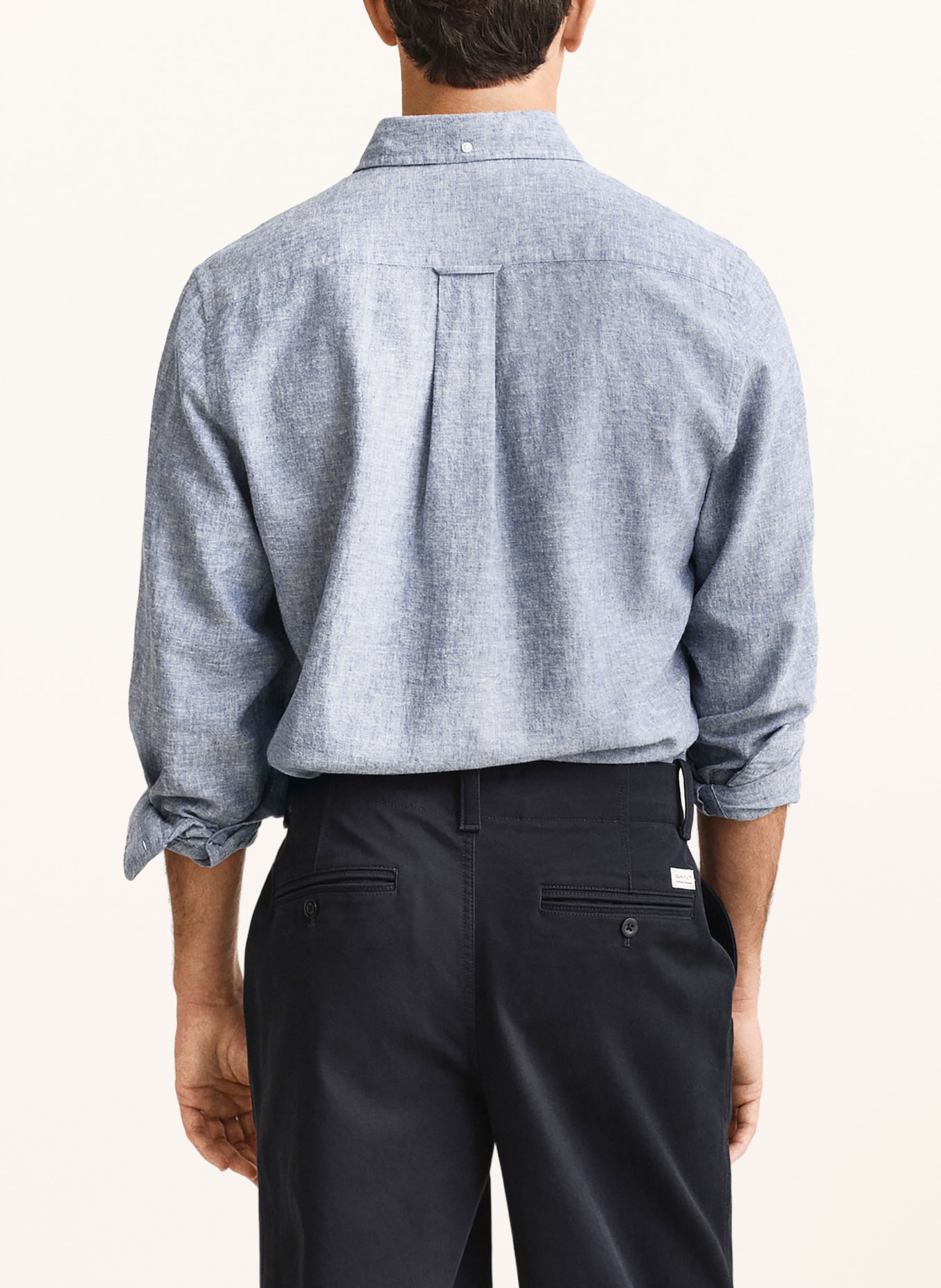 GANT Regular fit shirt with linen: LIGHT BLUE