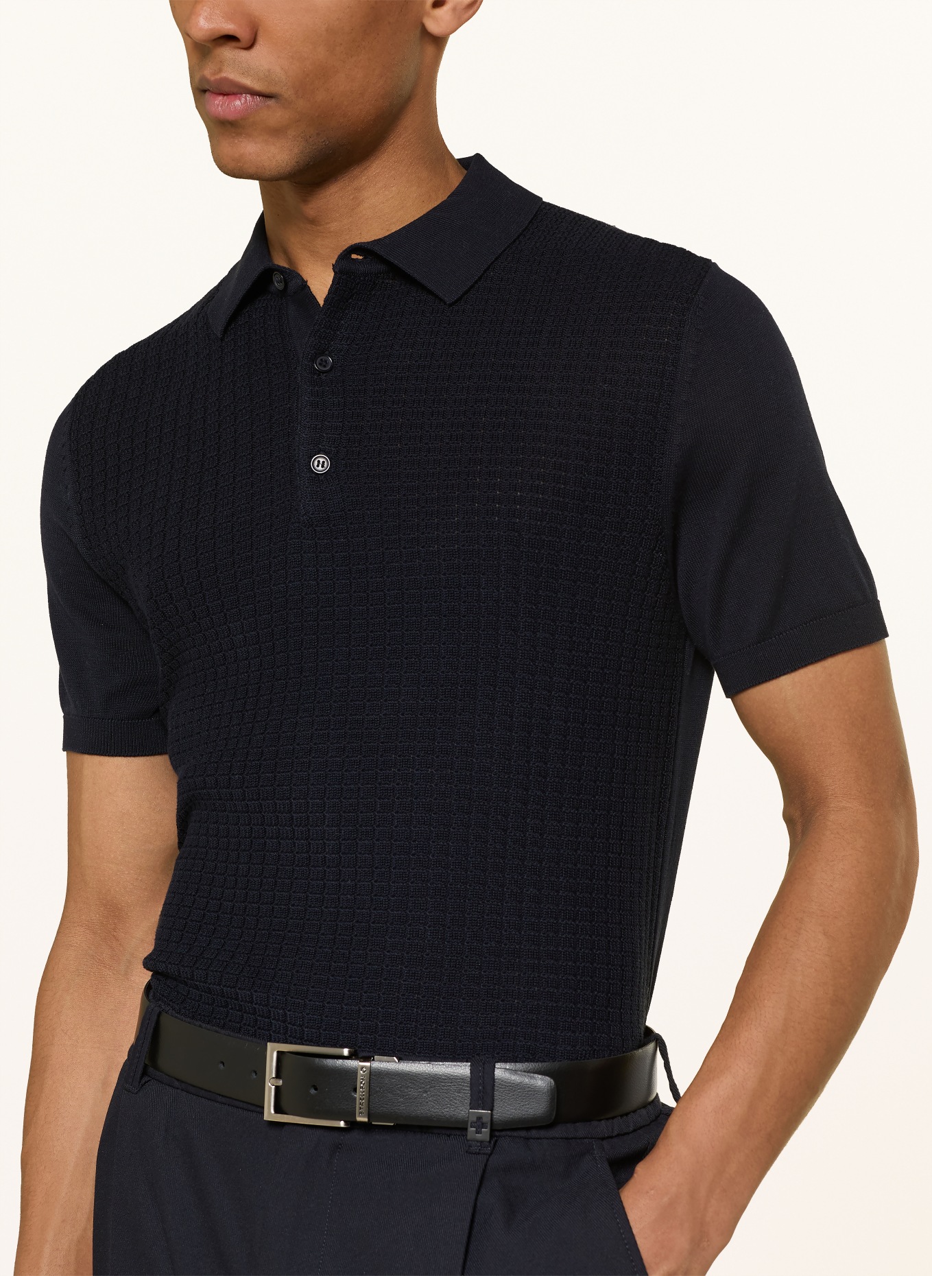 STRELLSON Strick-Poloshirt ADRIAN: DUNKELBLAU