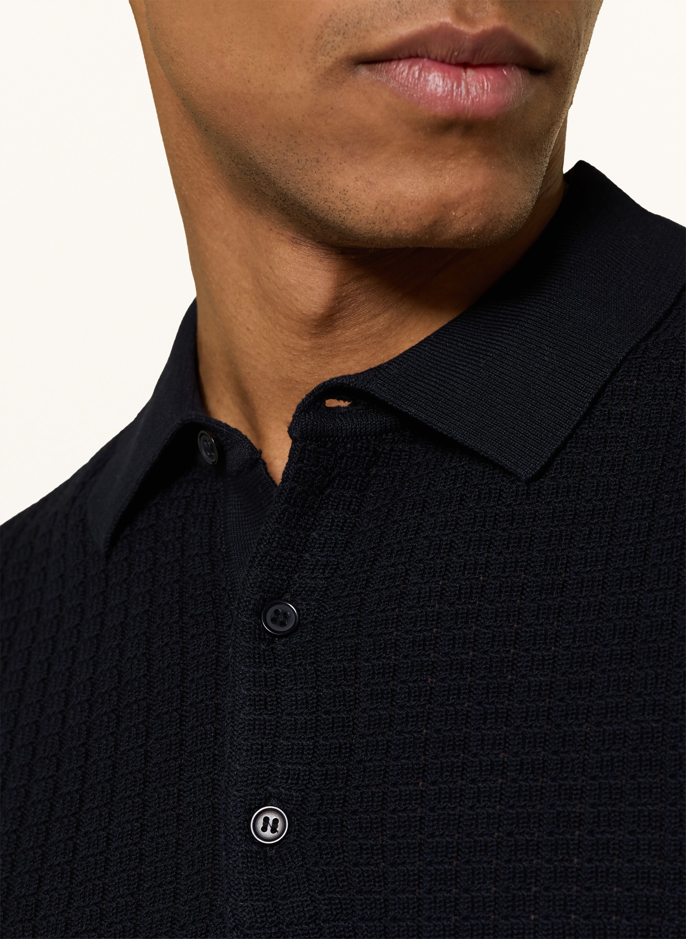 STRELLSON Strick-Poloshirt ADRIAN: DUNKELBLAU