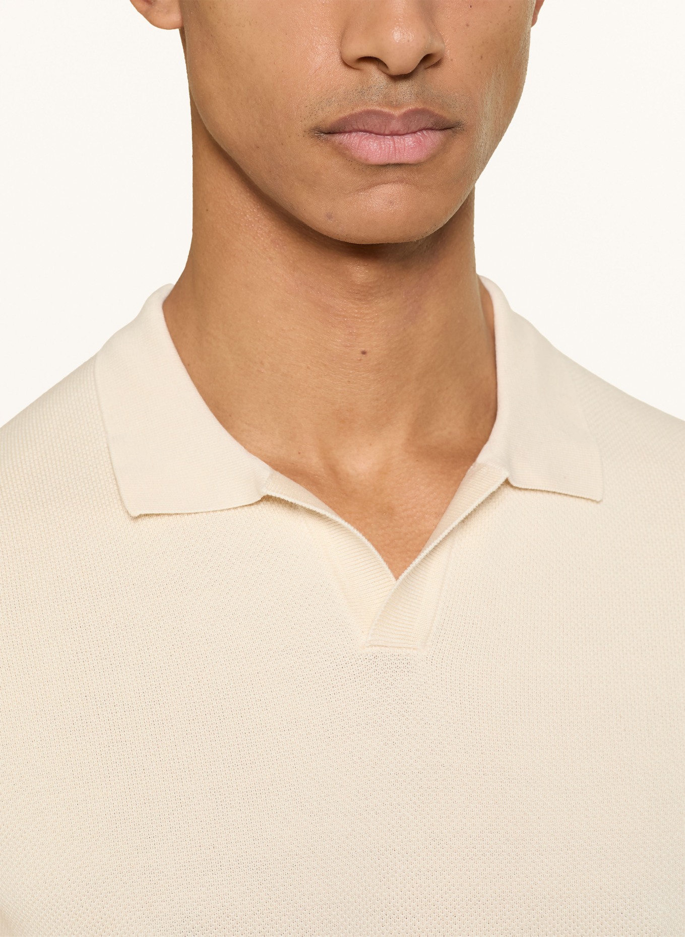 RAGMAN Knitted polo shirt: ECRU