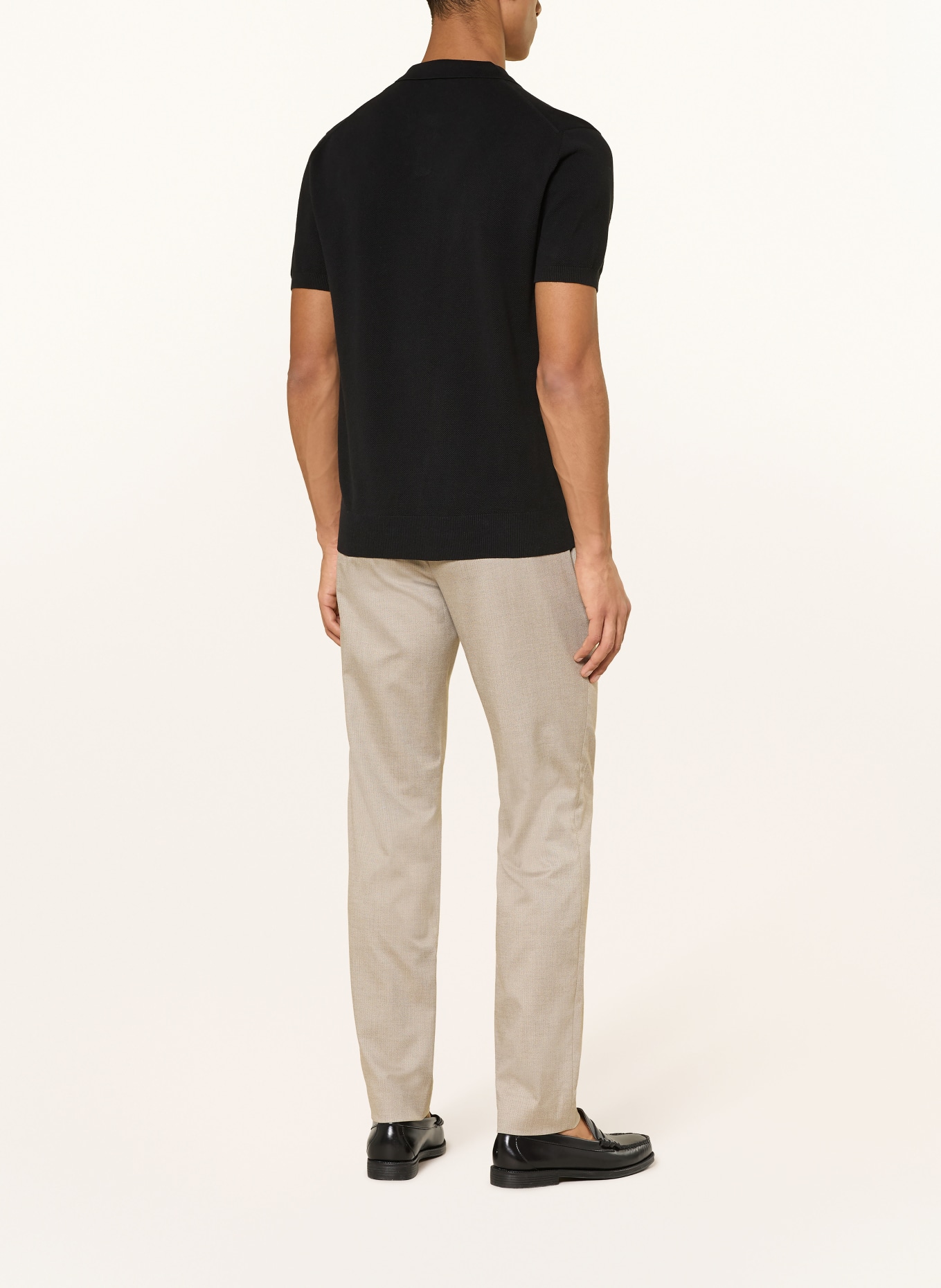 RAGMAN Strick-Poloshirt: SCHWARZ