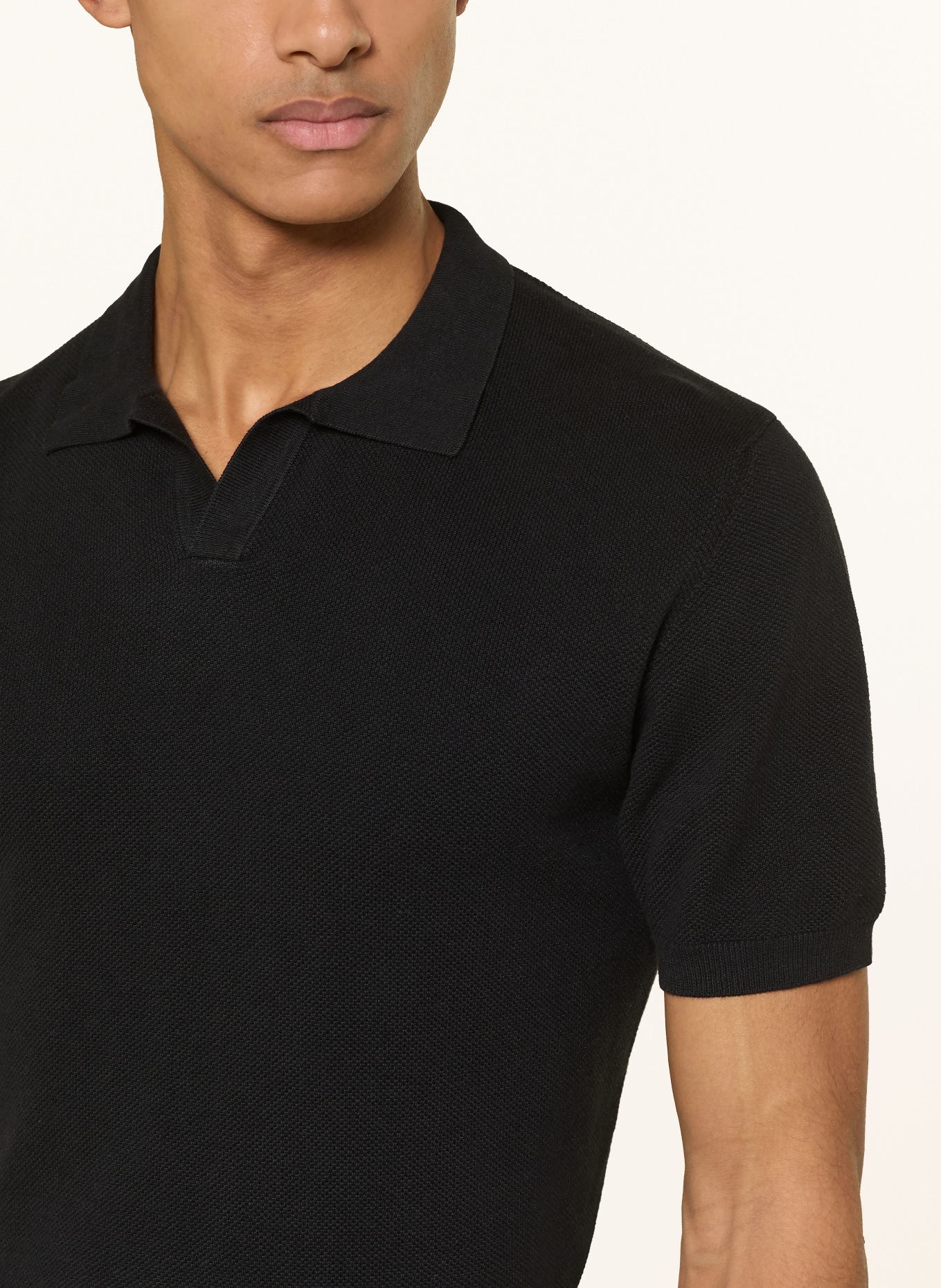 RAGMAN Strick-Poloshirt: SCHWARZ