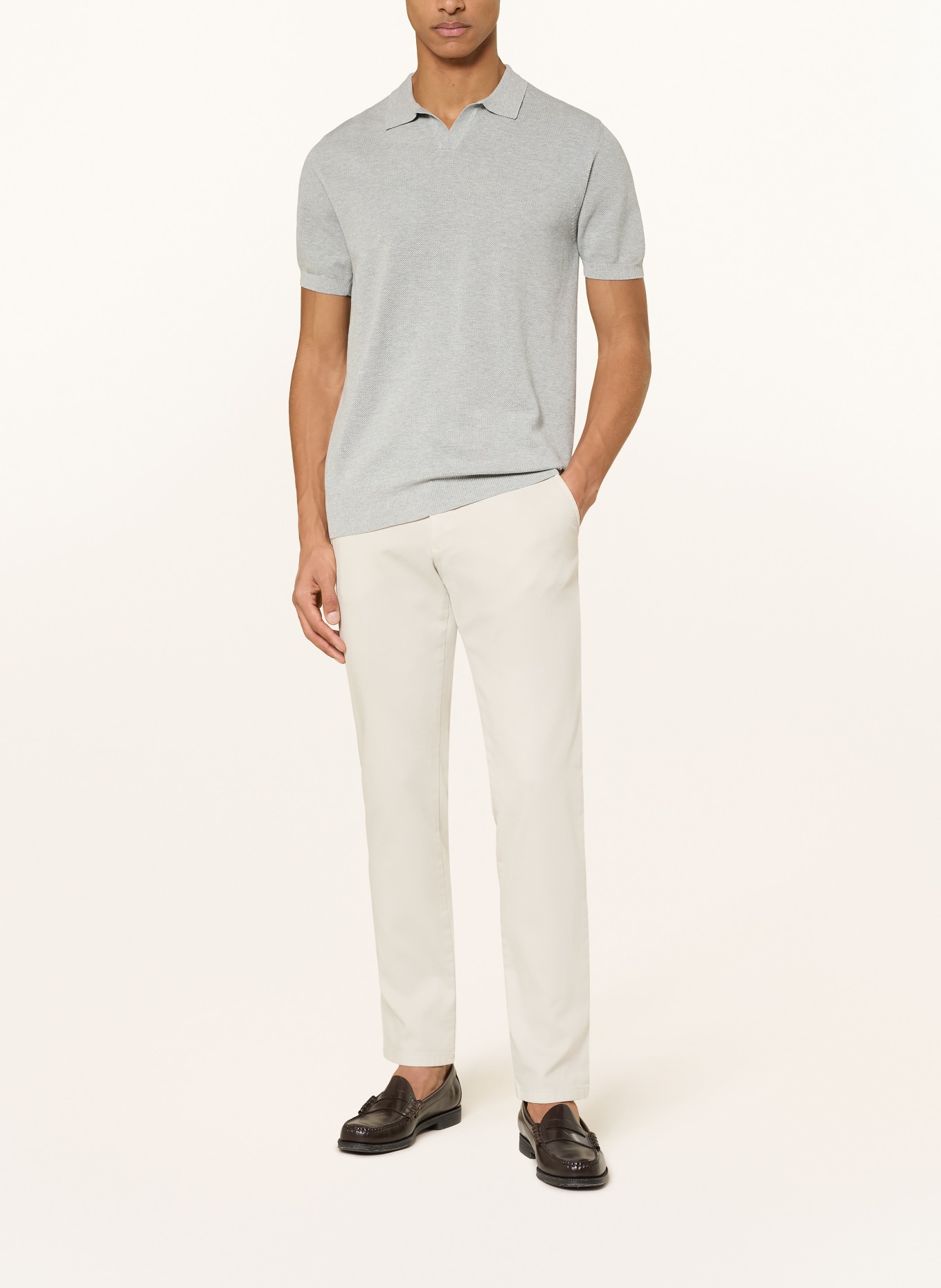 RAGMAN Knitted polo shirt: LIGHT GRAY