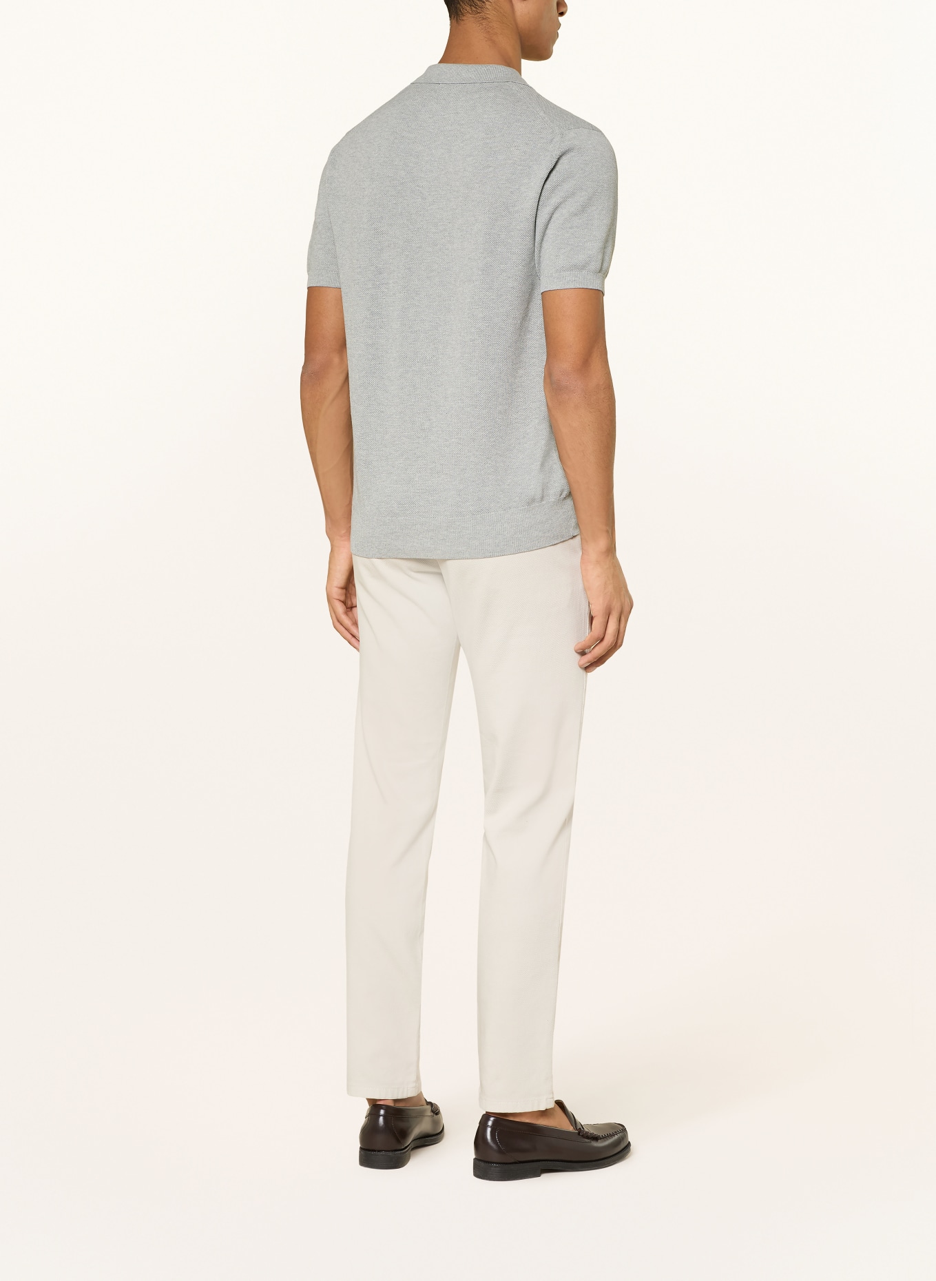 RAGMAN Knitted polo shirt: LIGHT GRAY