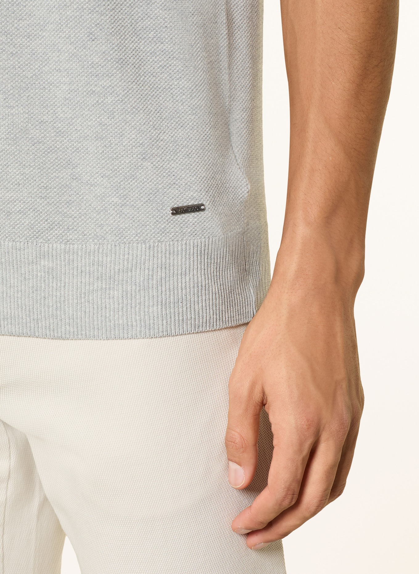 RAGMAN Knitted polo shirt: LIGHT GRAY