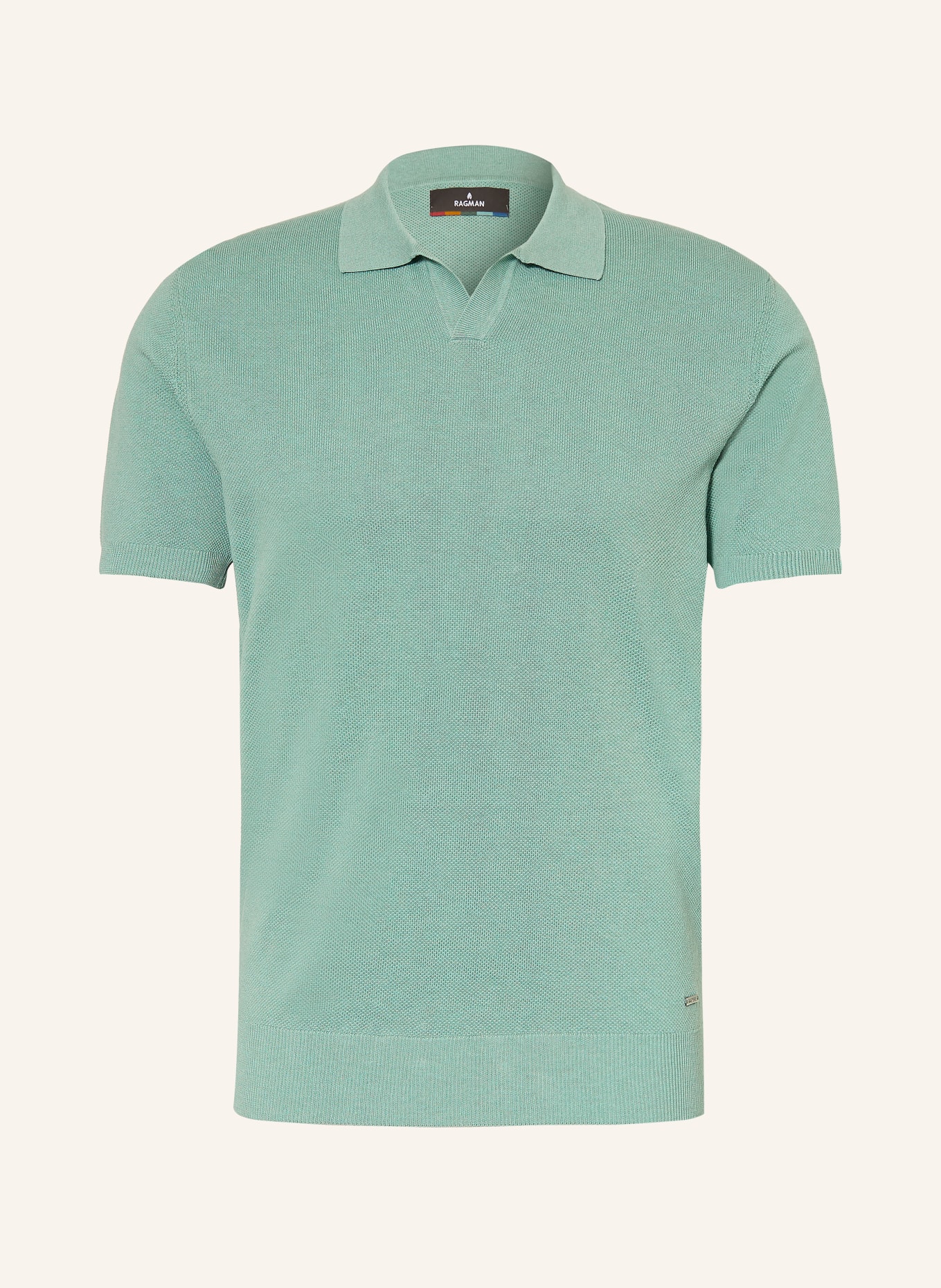 RAGMAN Knitted polo shirt: LIGHT GREEN