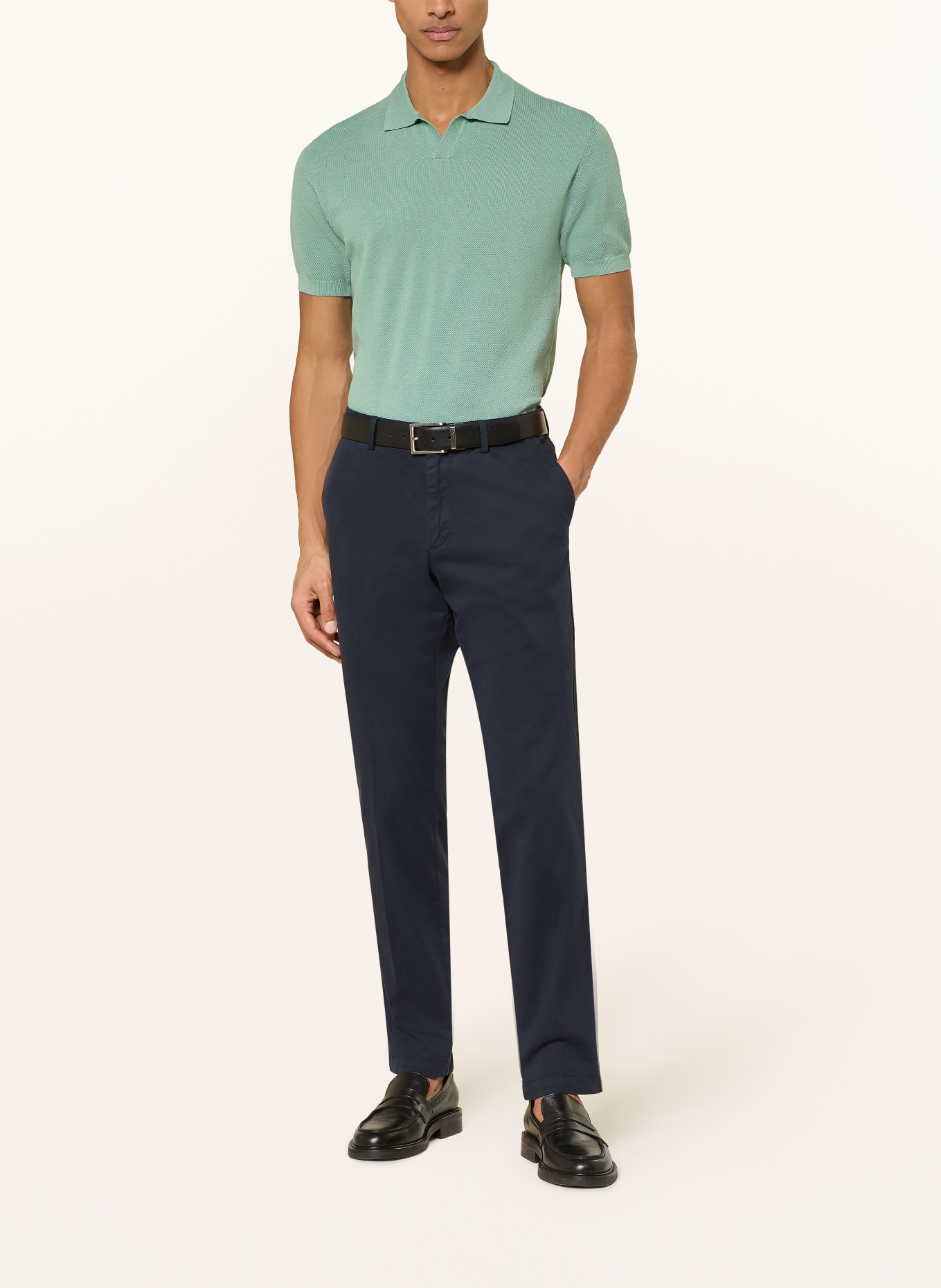 RAGMAN Knitted polo shirt: LIGHT GREEN