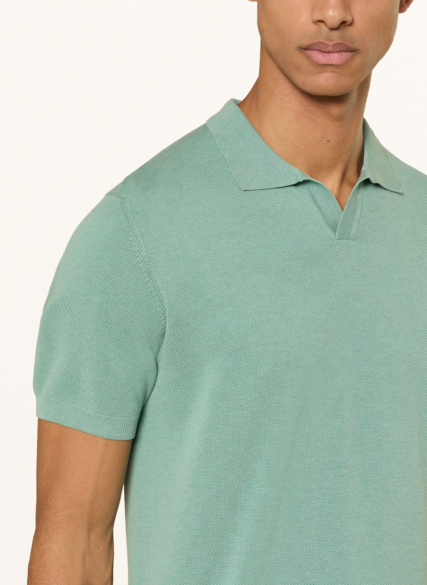 RAGMAN Knitted polo shirt: LIGHT GREEN