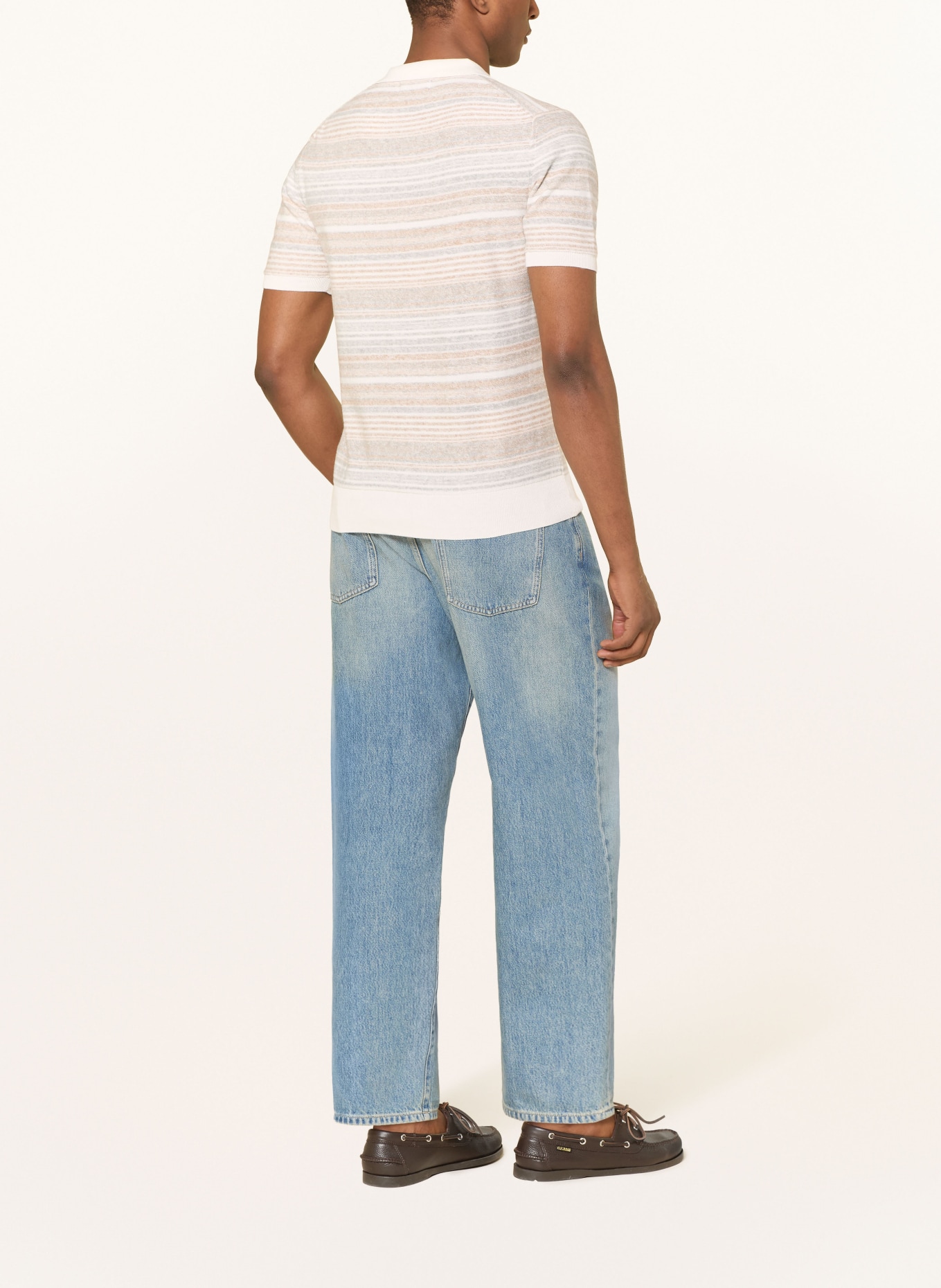 RAGMAN Úpletová polokošile: SVĚTLE ŠEDÁ / BÉŽOVÁ / BÍLÁ