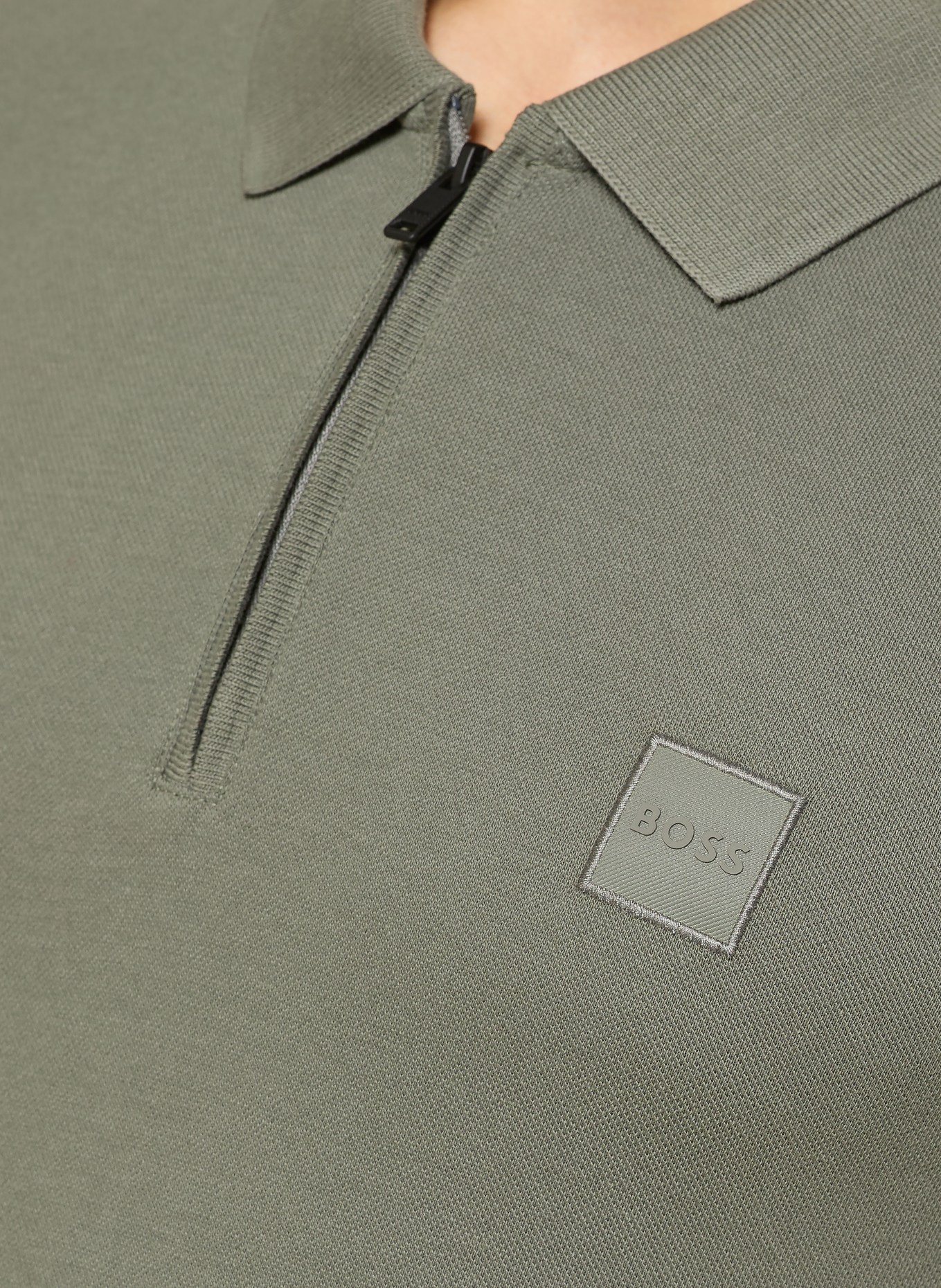 BOSS Piqué-Poloshirt PASSERZIP: KHAKI