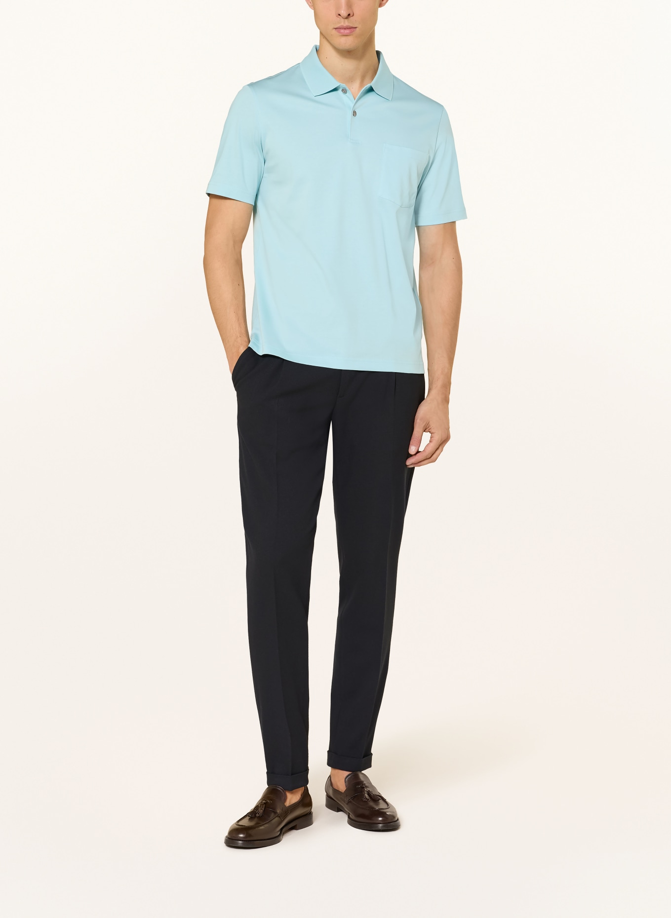 MAERZ MUENCHEN Žerzejová polokošile: TYRKYSOVÁ