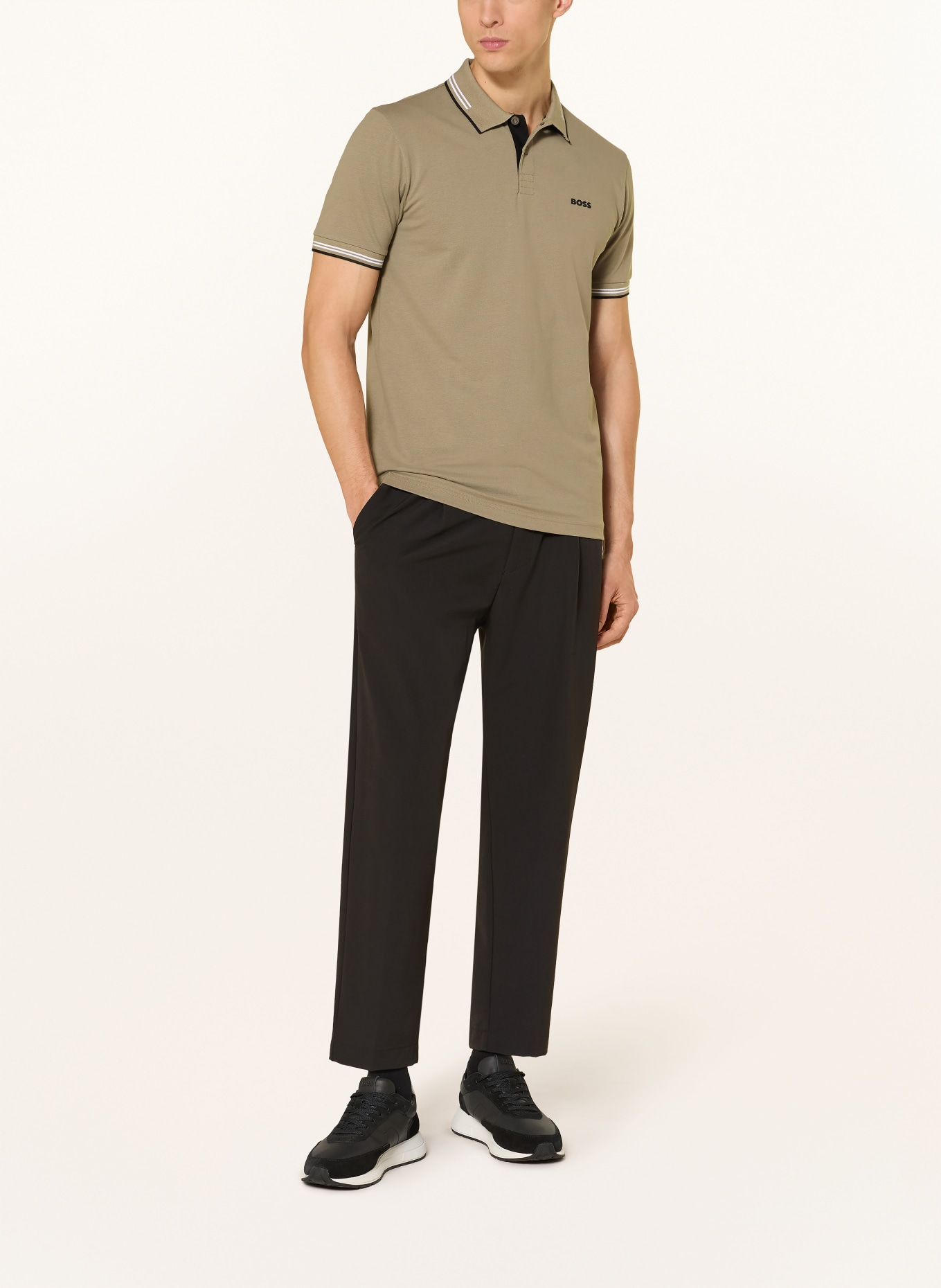 BOSS Piqué-Poloshirt PAUL Slim Fit: KHAKI / WEISS / SCHWARZ