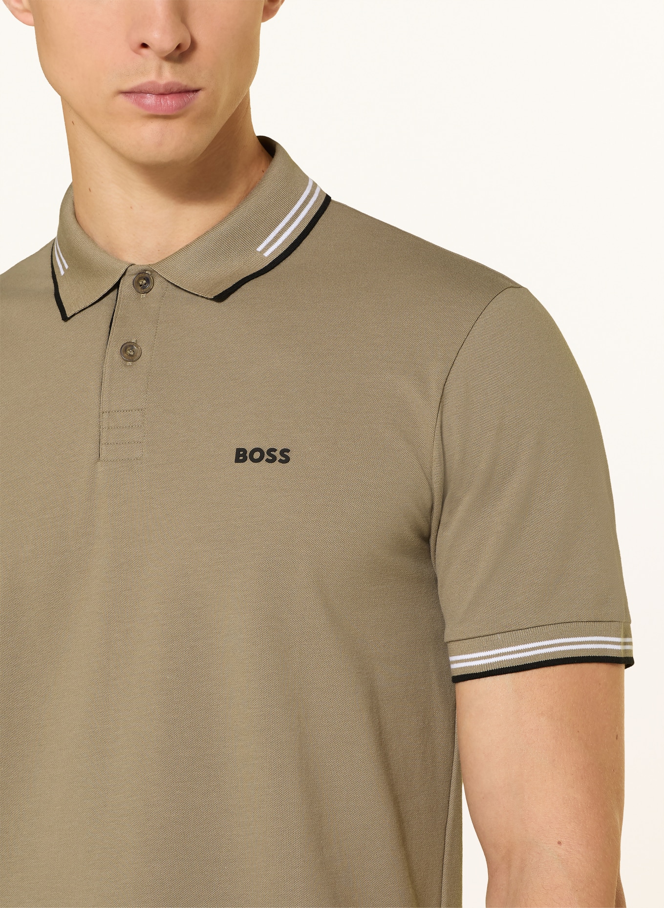 BOSS Piqué-Poloshirt PAUL Slim Fit: KHAKI / WEISS / SCHWARZ