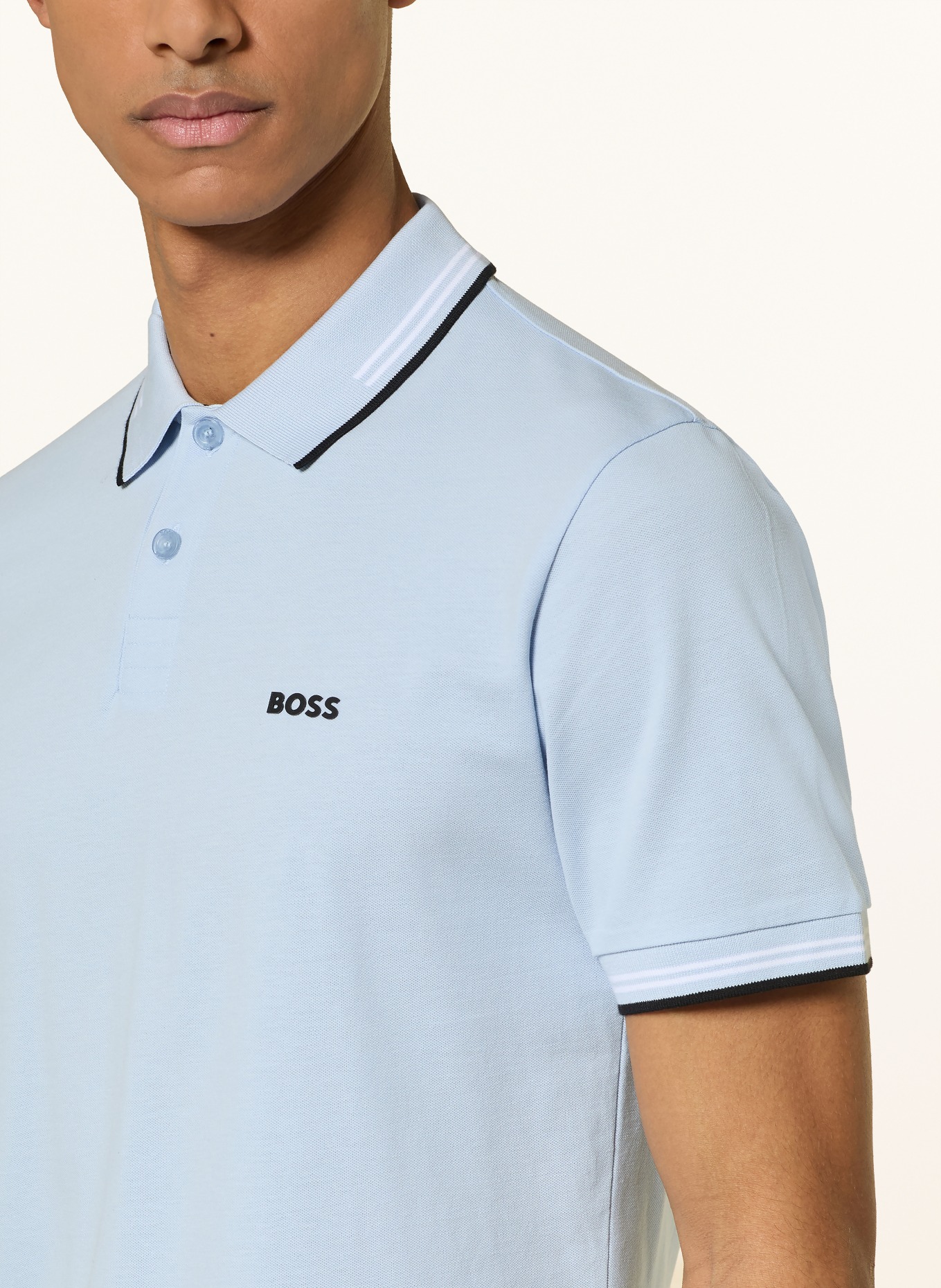 BOSS Piqué polo shirt PAUL slim fit: LIGHT BLUE