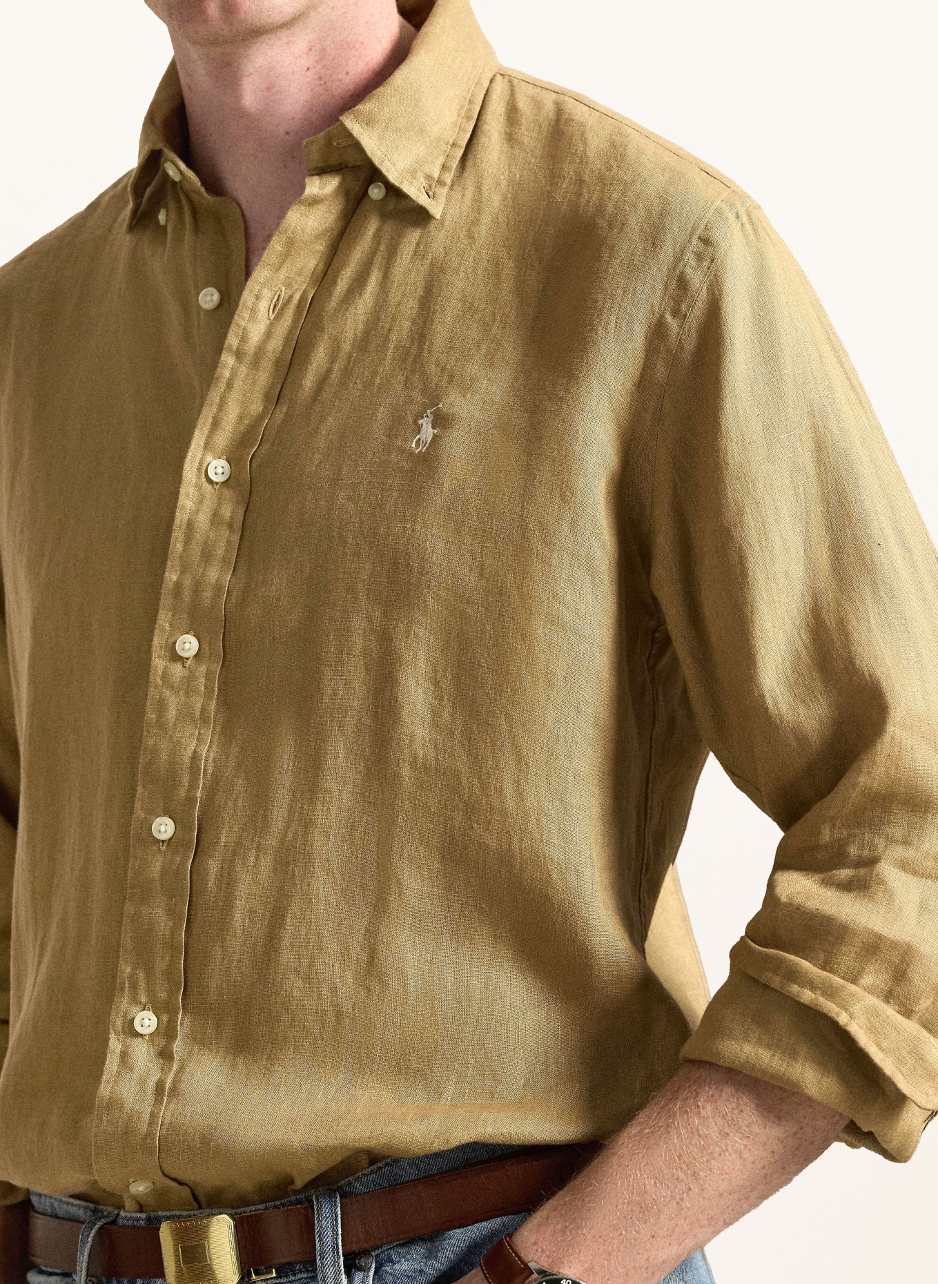 POLO RALPH LAUREN Leinenhemd Custom Fit: CAMEL