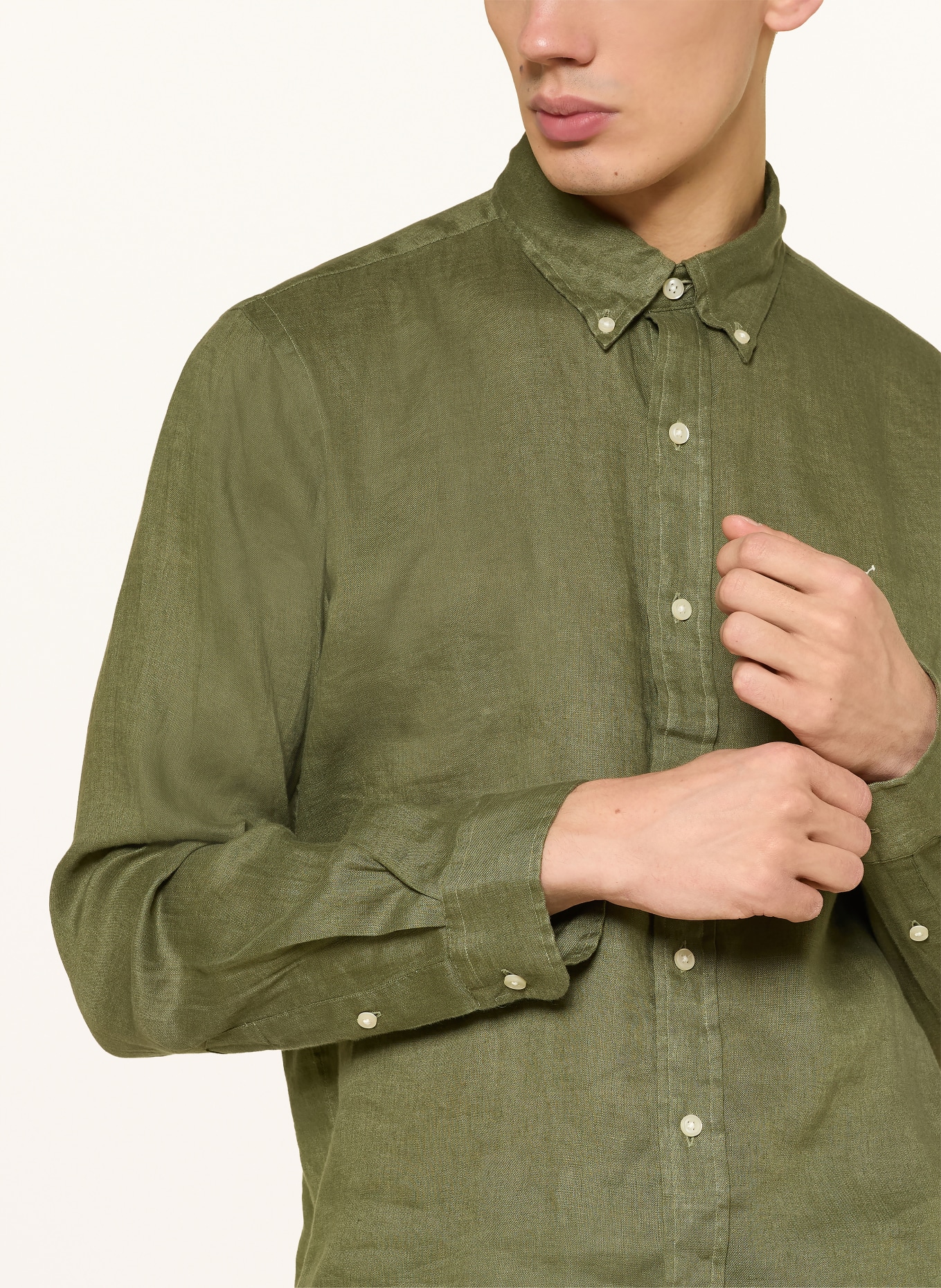 POLO RALPH LAUREN Leinenhemd Custom Fit: GRÜN