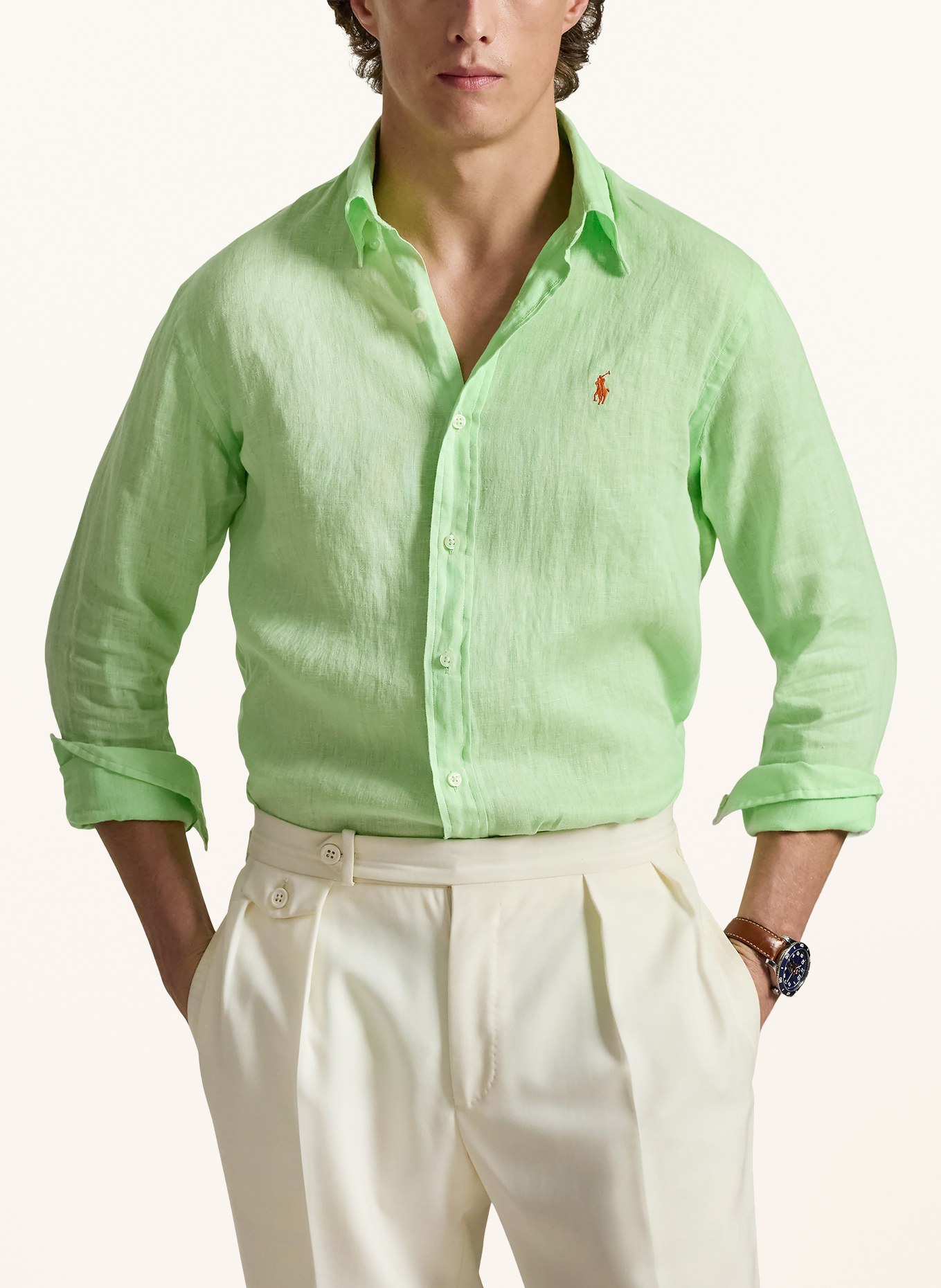 POLO RALPH LAUREN Chemise en lin Custom Fit: VERT CLAIR