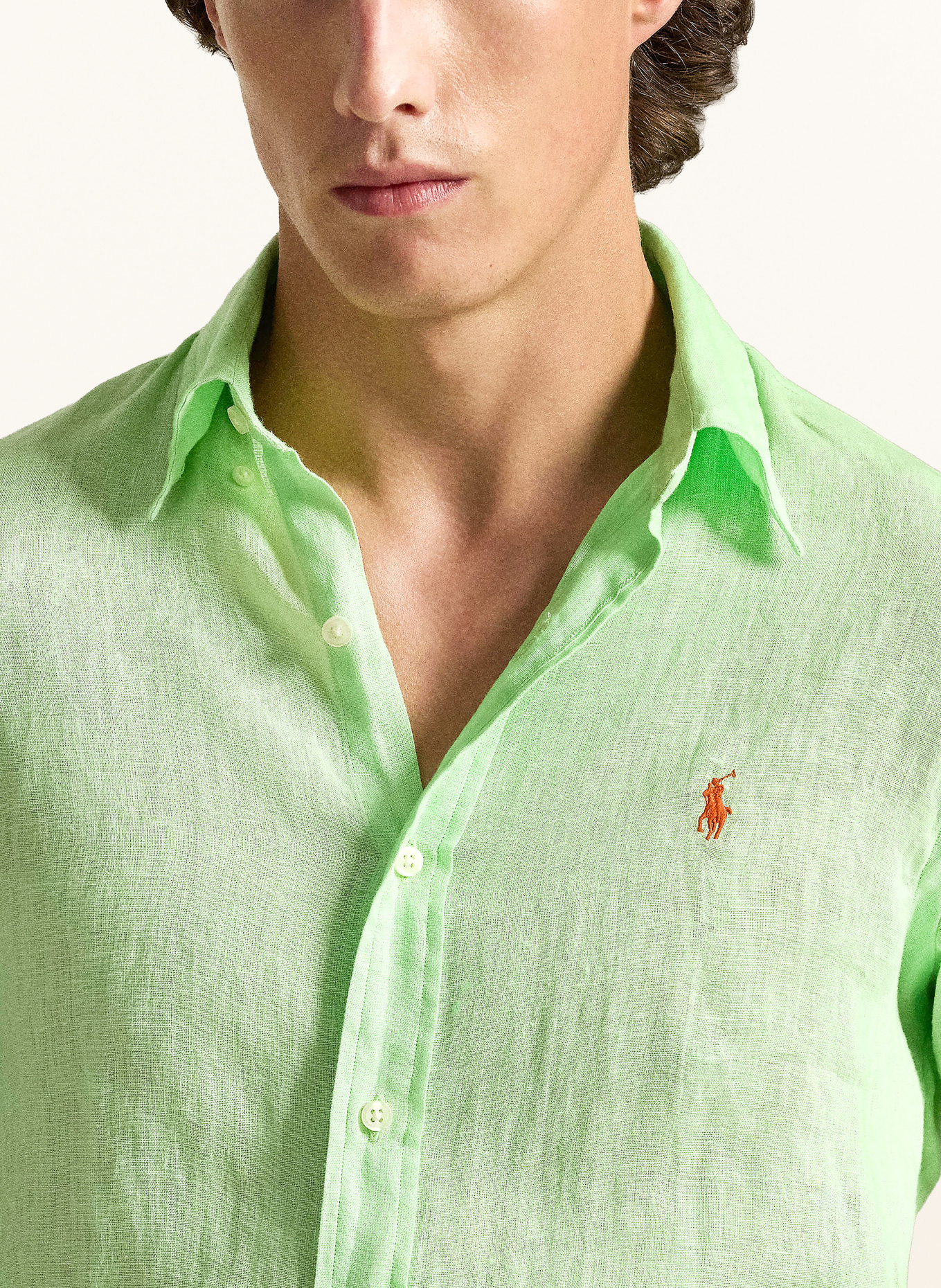 POLO RALPH LAUREN Chemise en lin Custom Fit: VERT CLAIR